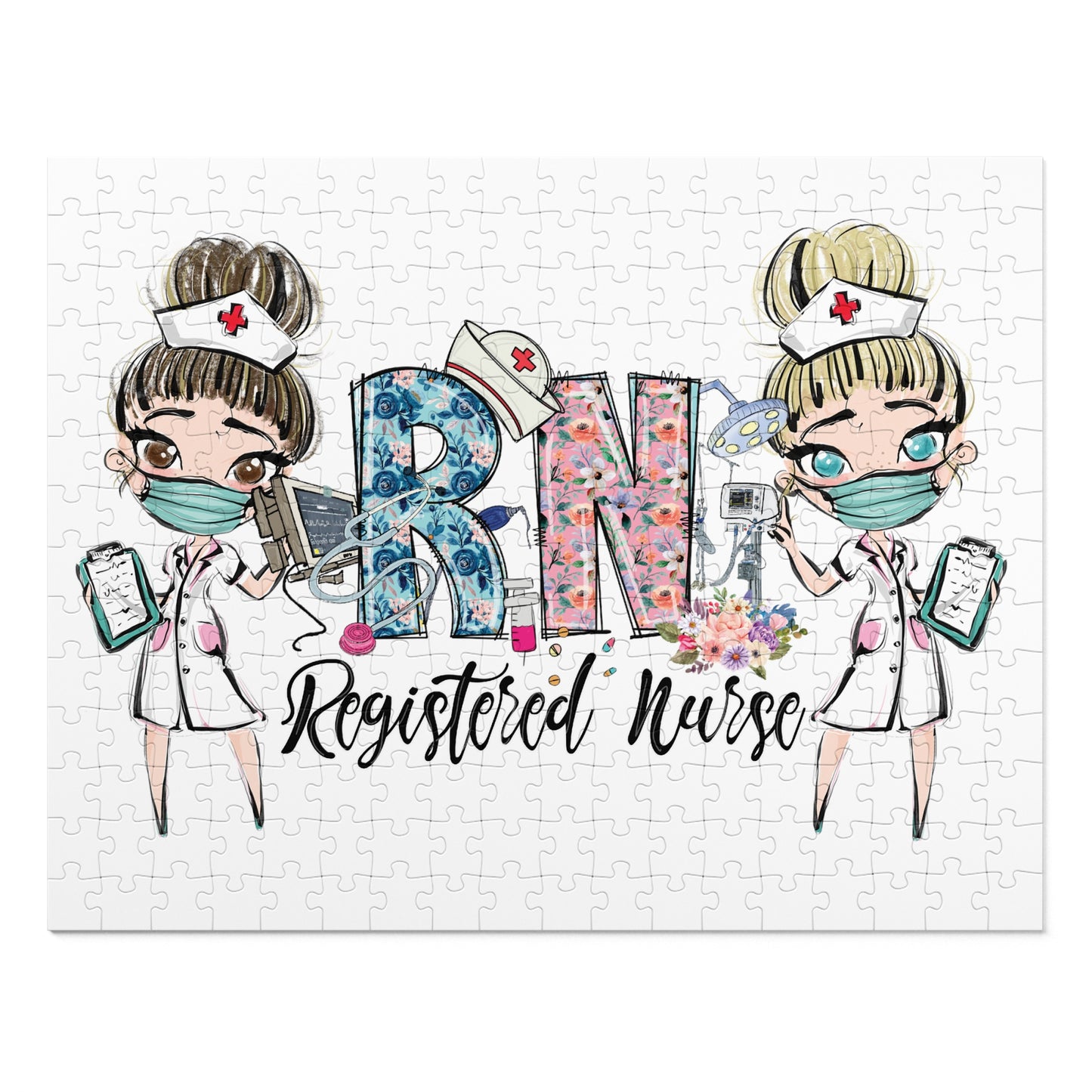 Puzzle, Nurse, RN Nurse, Registered Nurse Floral, Personalised/Non-Personalised (30, 110, 252, 500,1000-Piece) awd-639
