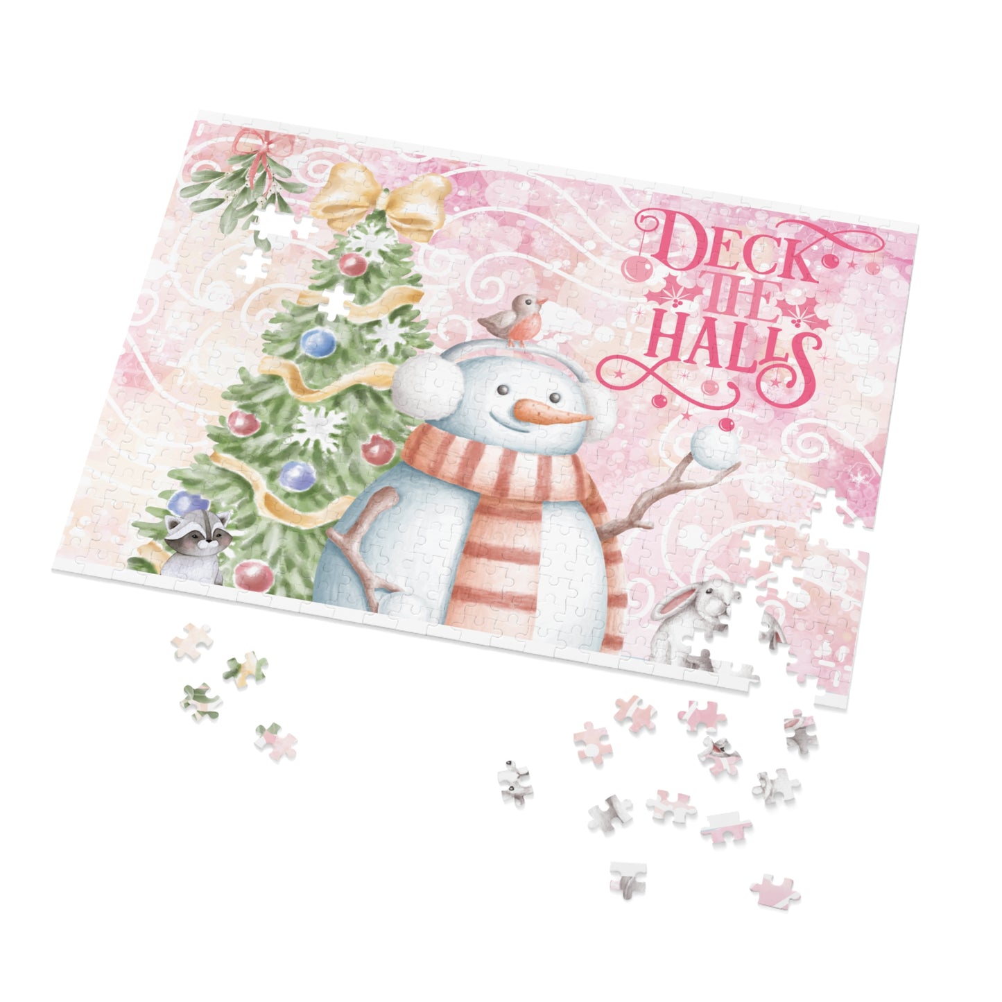 Puzzle, Christmas Snowman, Deck the Halls, Personalised/Non-Personalised (30, 110, 252, 500,1000-Piece)