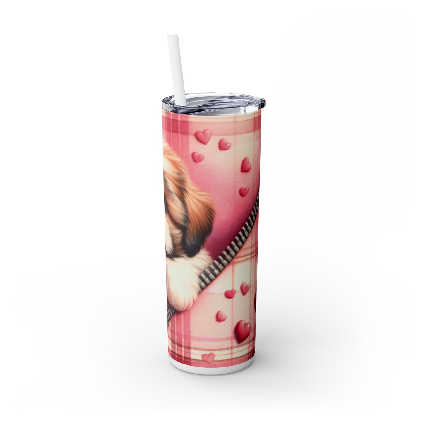 Skinny Tumbler with Straw, 20oz, Dog, Valentines Day, awd-831