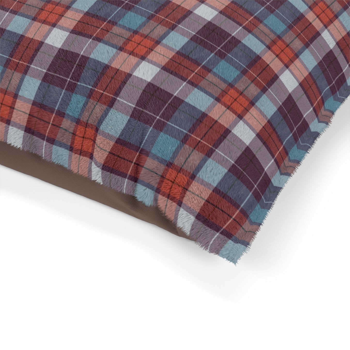 Luxury Pet Bed, feather soft fleece, Maroon Tartan