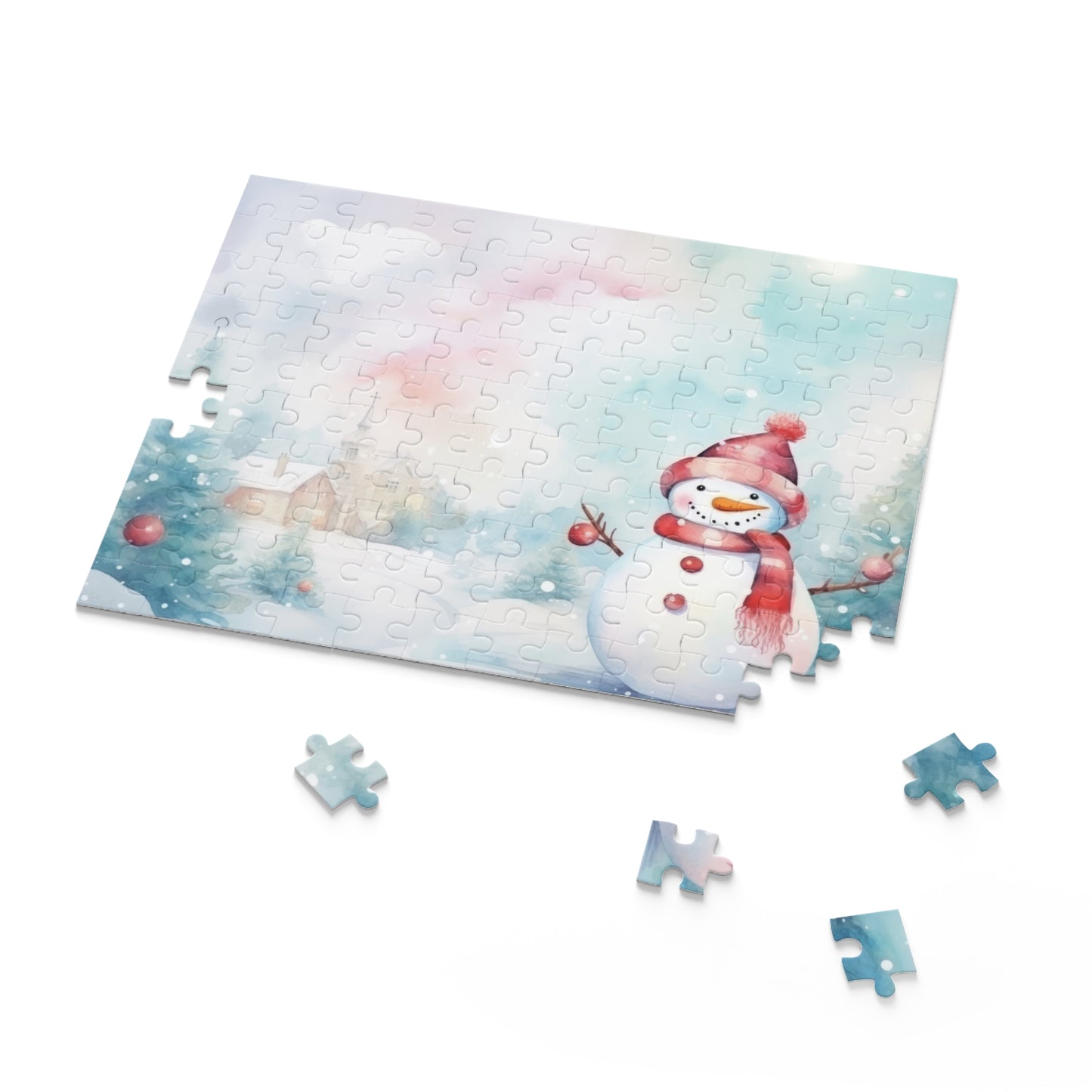 Personalised/Non-Personalised Puzzle, Christmas Snowman (120, 252, 500-Piece)