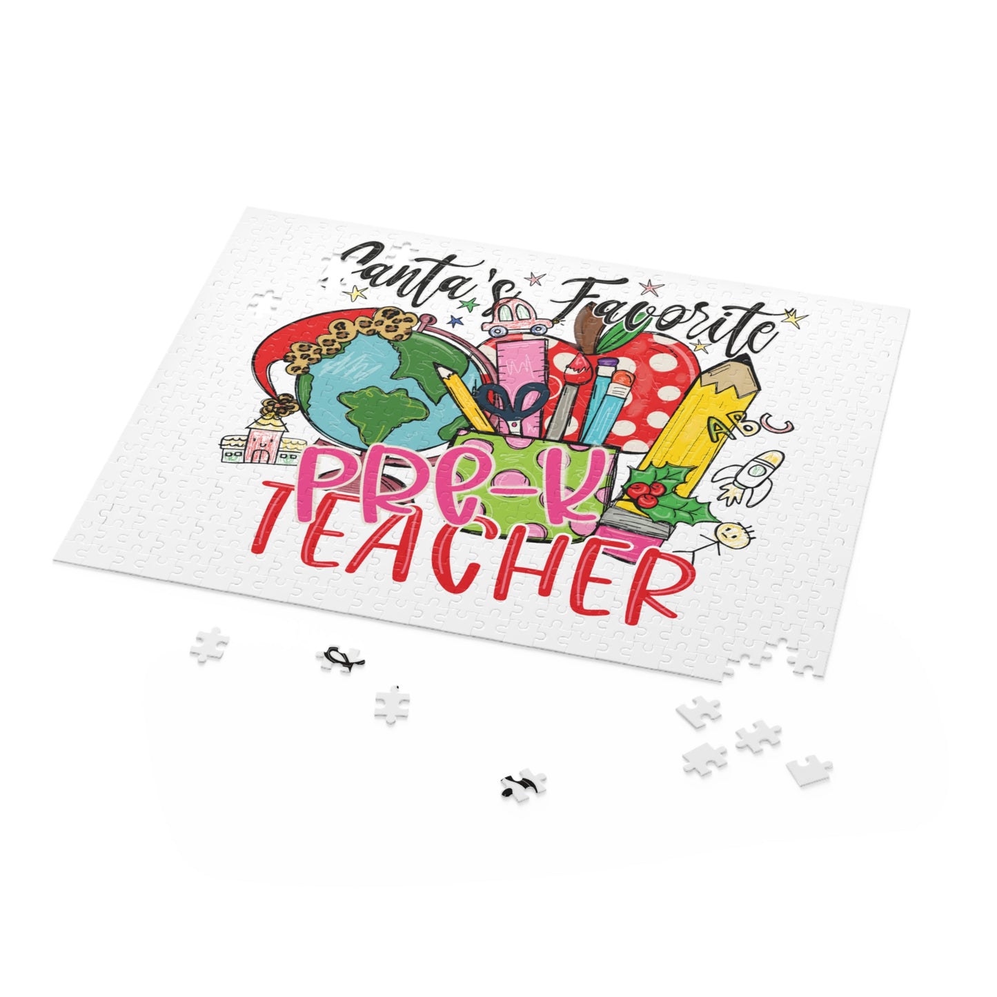 Personalised/Non-Personalised Puzzle, Santa's Favorite Pre-K Teacher (120, 252, 500-Piece)