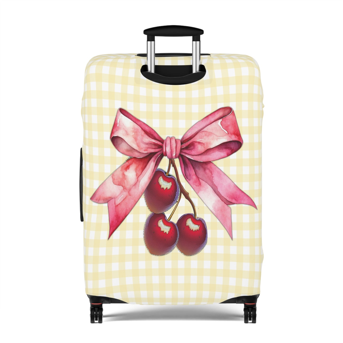 Luggage Cover, Rockabilly, Coquette, Lemon Gingham, Cherries and Ribbon, awd-2509