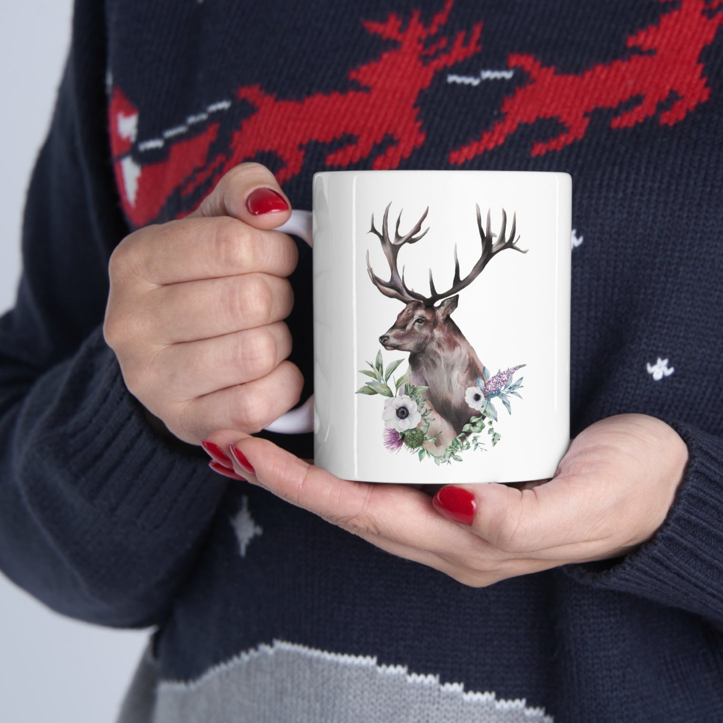 Personalised/Non Personalised Scottish Stag, Ceramic Mug 11oz