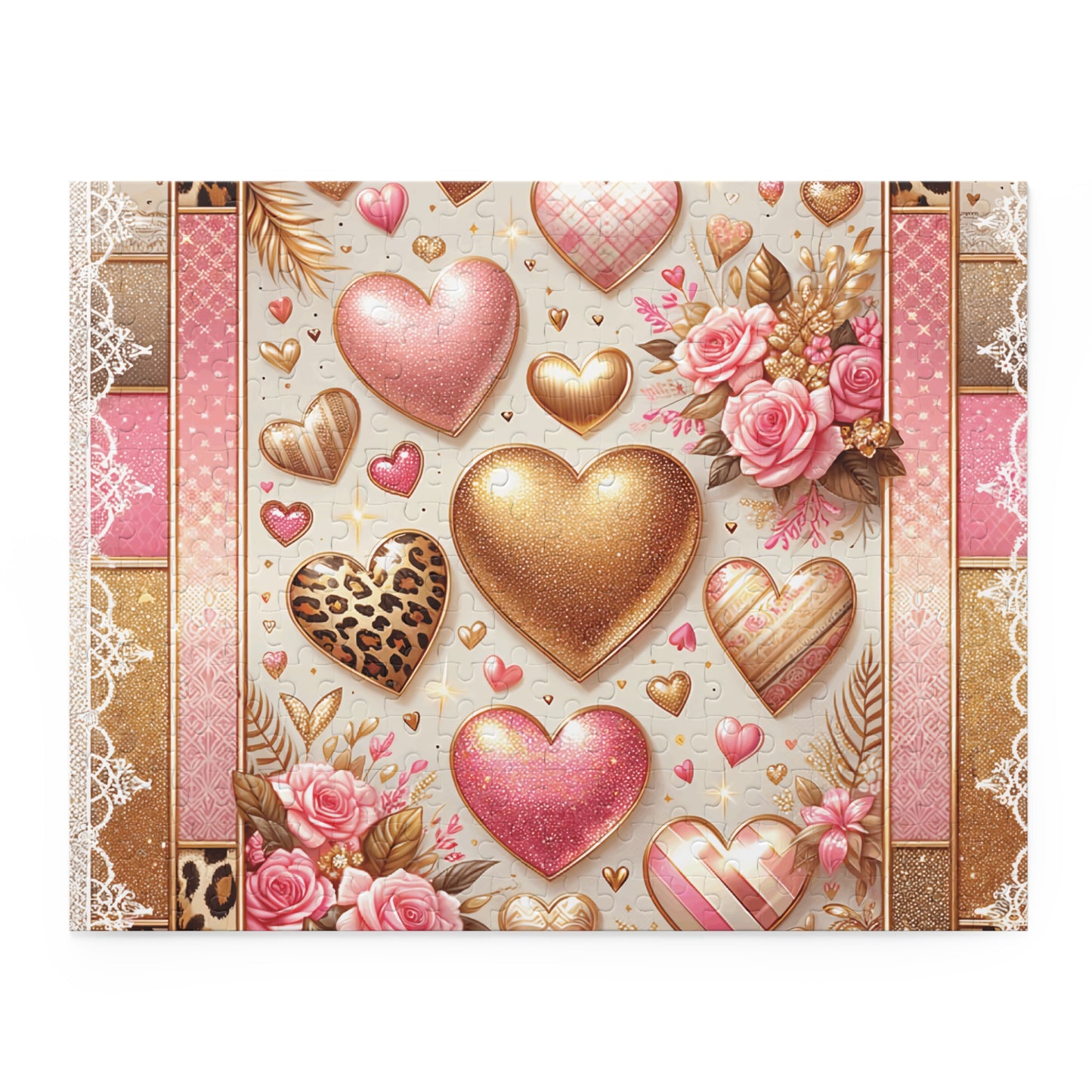 Personalised/Non-Personalised Puzzle, Hearts (120, 252, 500-Piece)