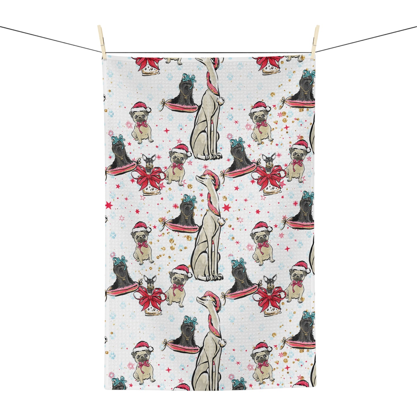 Microfiber Tea Towel Doggie Christmas