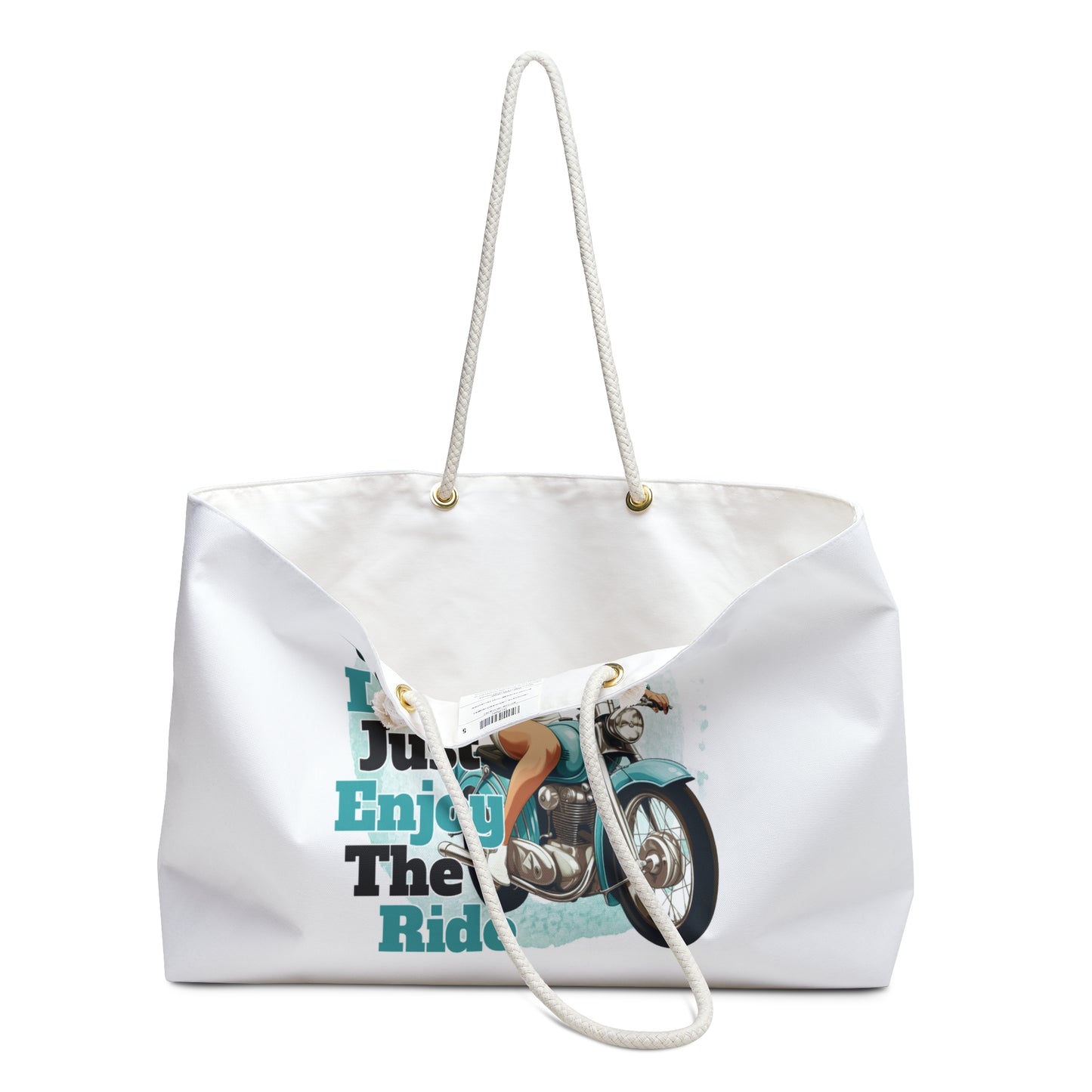 Personalised/Non-Personalised Weekender Bag, The Secret of Life Quote, Motorbike, Large Weekender Bag, Beach Bag, Book Bag