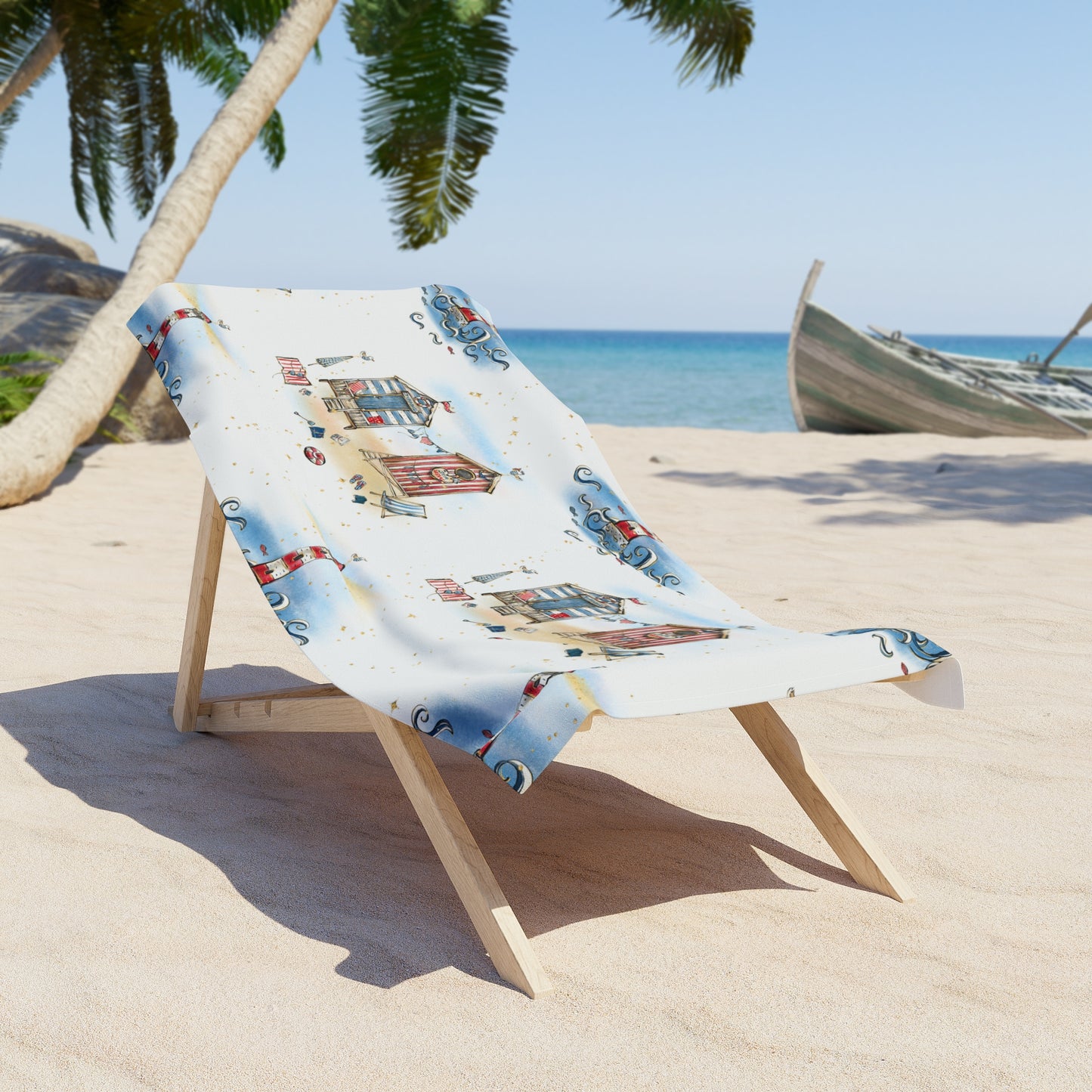 Beach Towel, Beach Huts, Polycotton Towel, 2 sizes Available