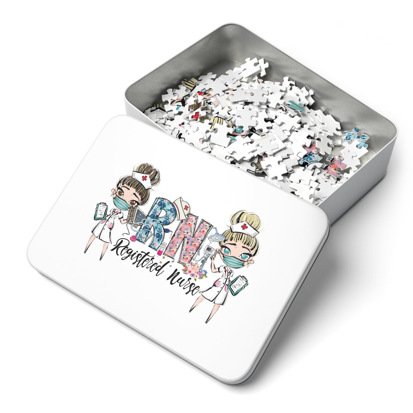 Puzzle, Nurse, RN Nurse, Registered Nurse Floral, Personalised/Non-Personalised (30, 110, 252, 500,1000-Piece) awd-639