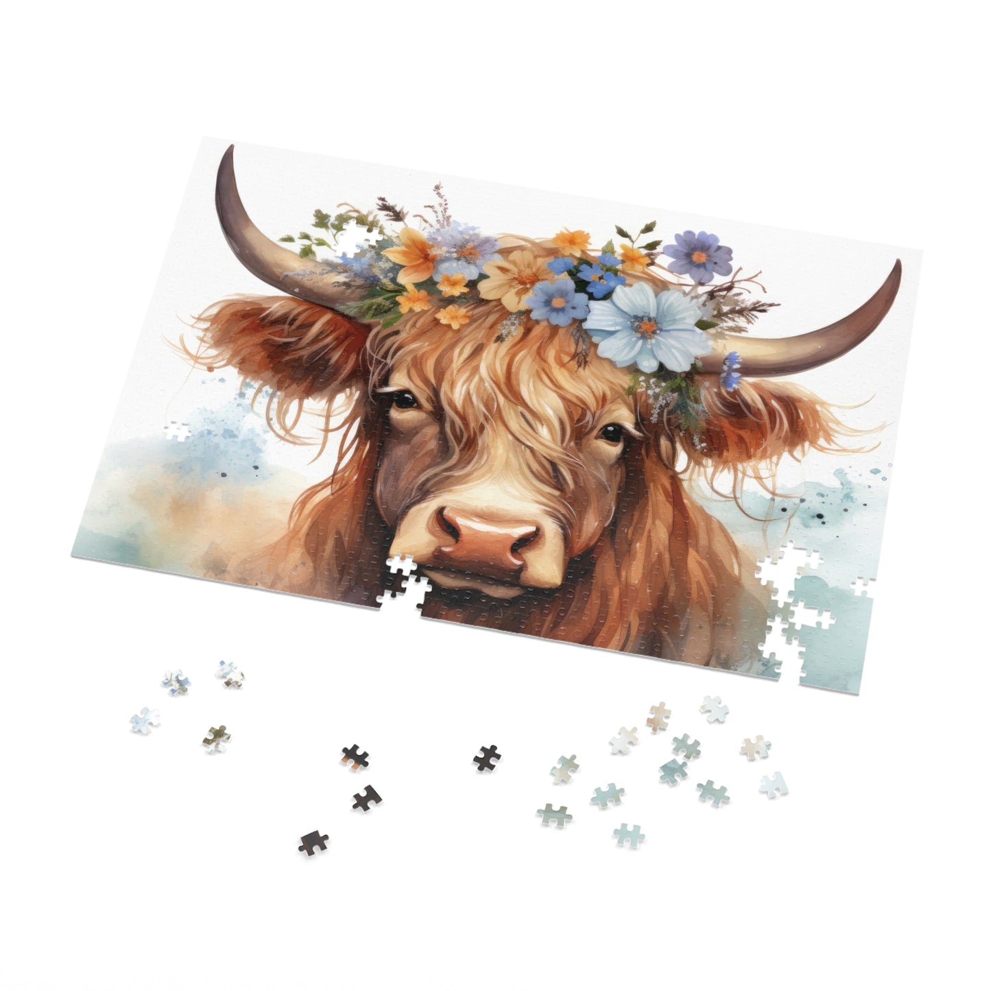 Jigsaw Puzzle, Highland Cow, Personalised/Non-Personalised (30, 110, 252, 500,1000-Piece)