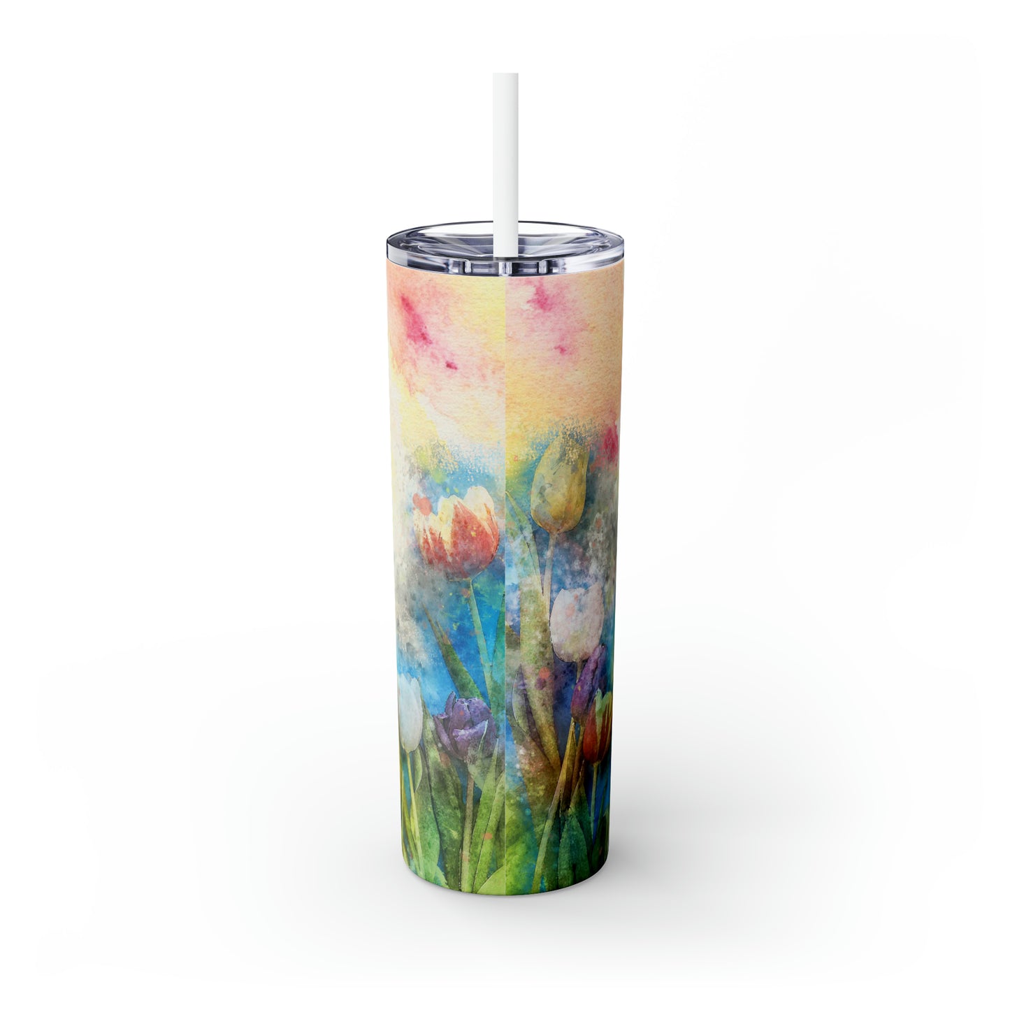 Skinny Tumbler with Straw, 20oz, Floral, awd-317