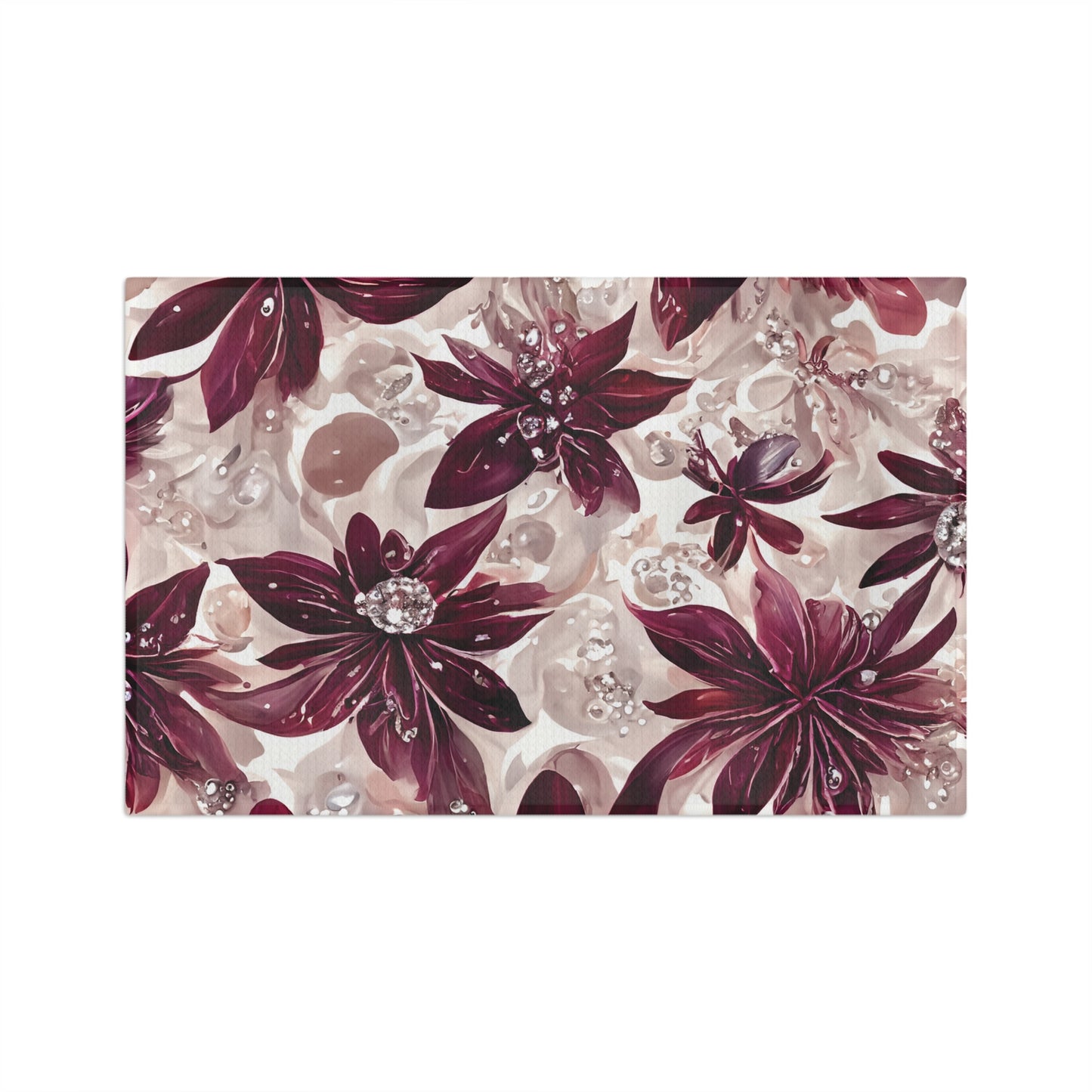 Microfiber Tea Towel, Burgandy Floral