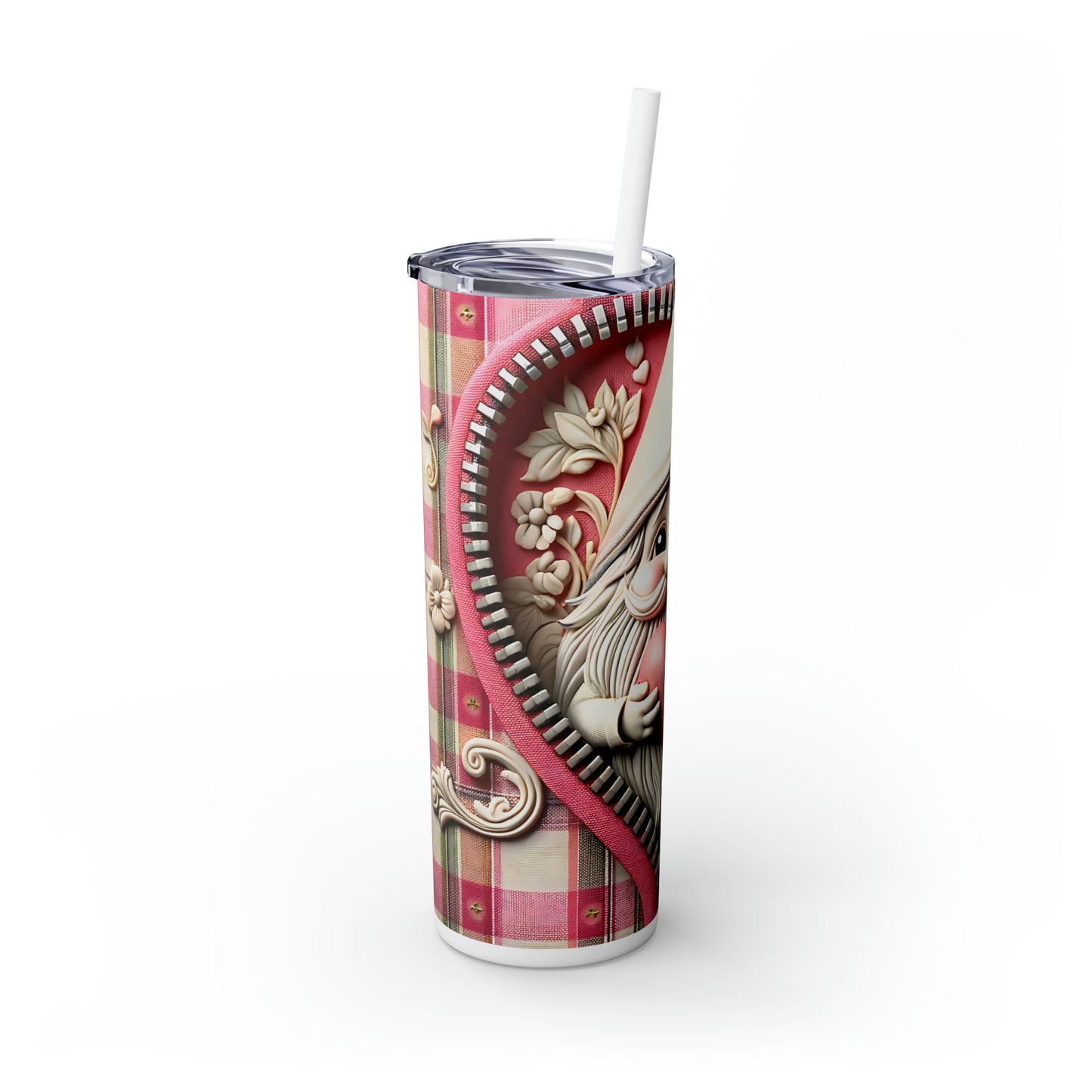 Skinny Tumbler with Straw, 20oz, Santa