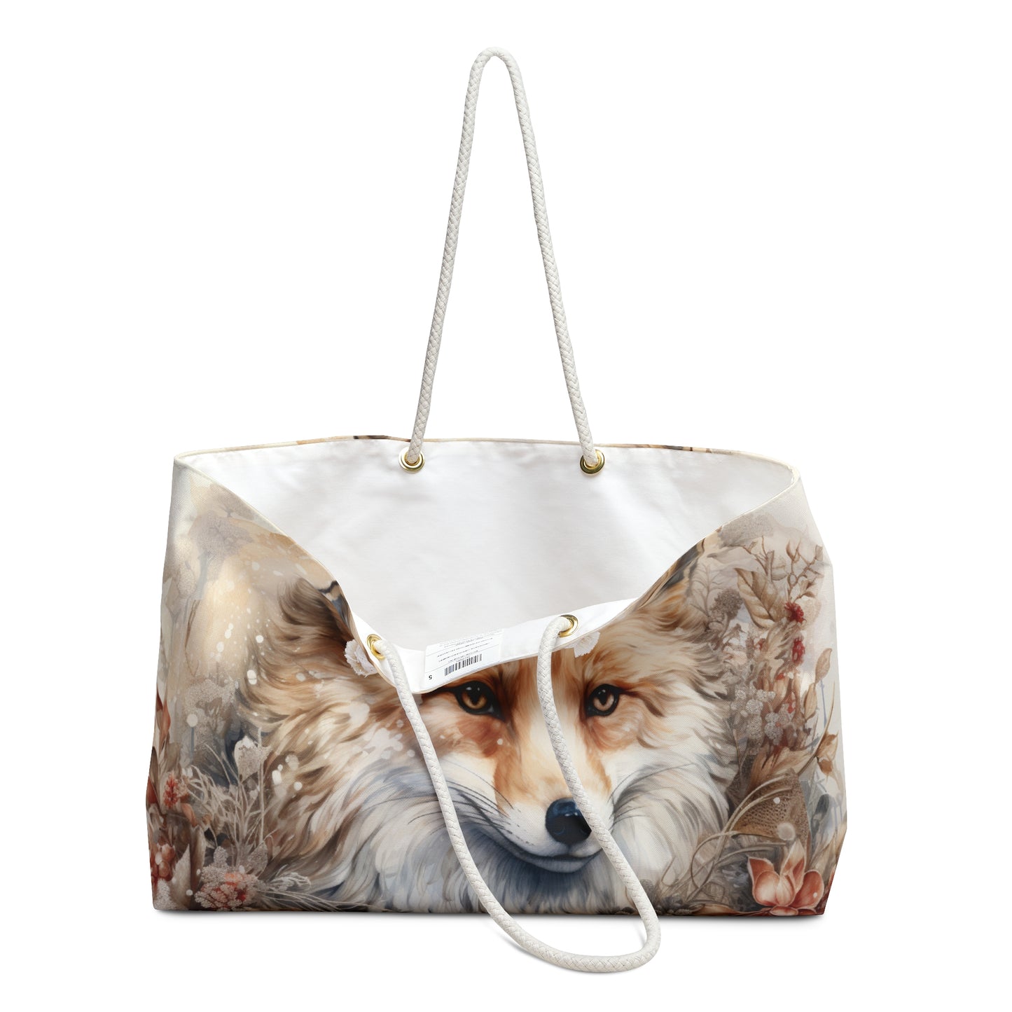 Personalised/Non-Personalised Weekender Bag, Vintage Fox, Large Weekender Bag, Beach Bag, Book Bag