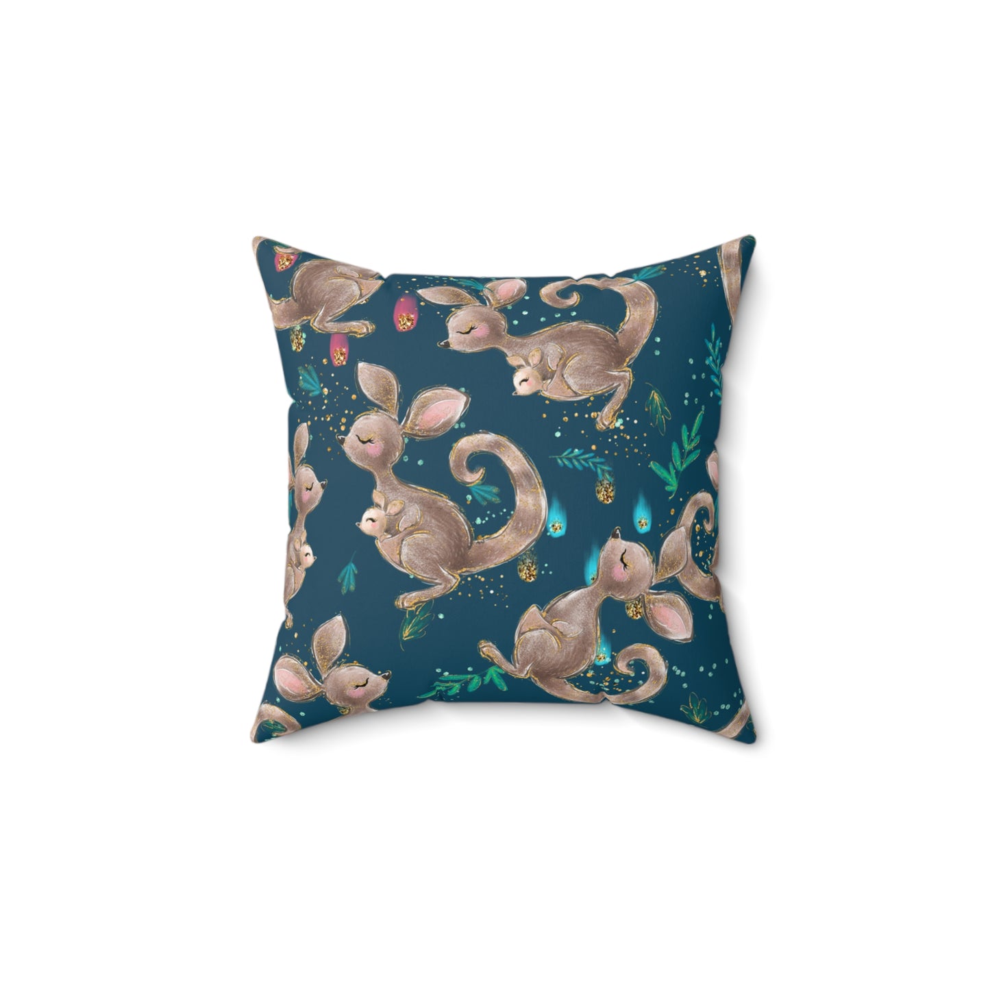 Spun Polyester Square Pillow, Australian Kangaroos