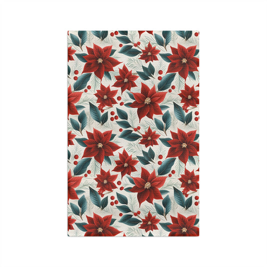 Microfiber Tea Towel Red Poinsettia