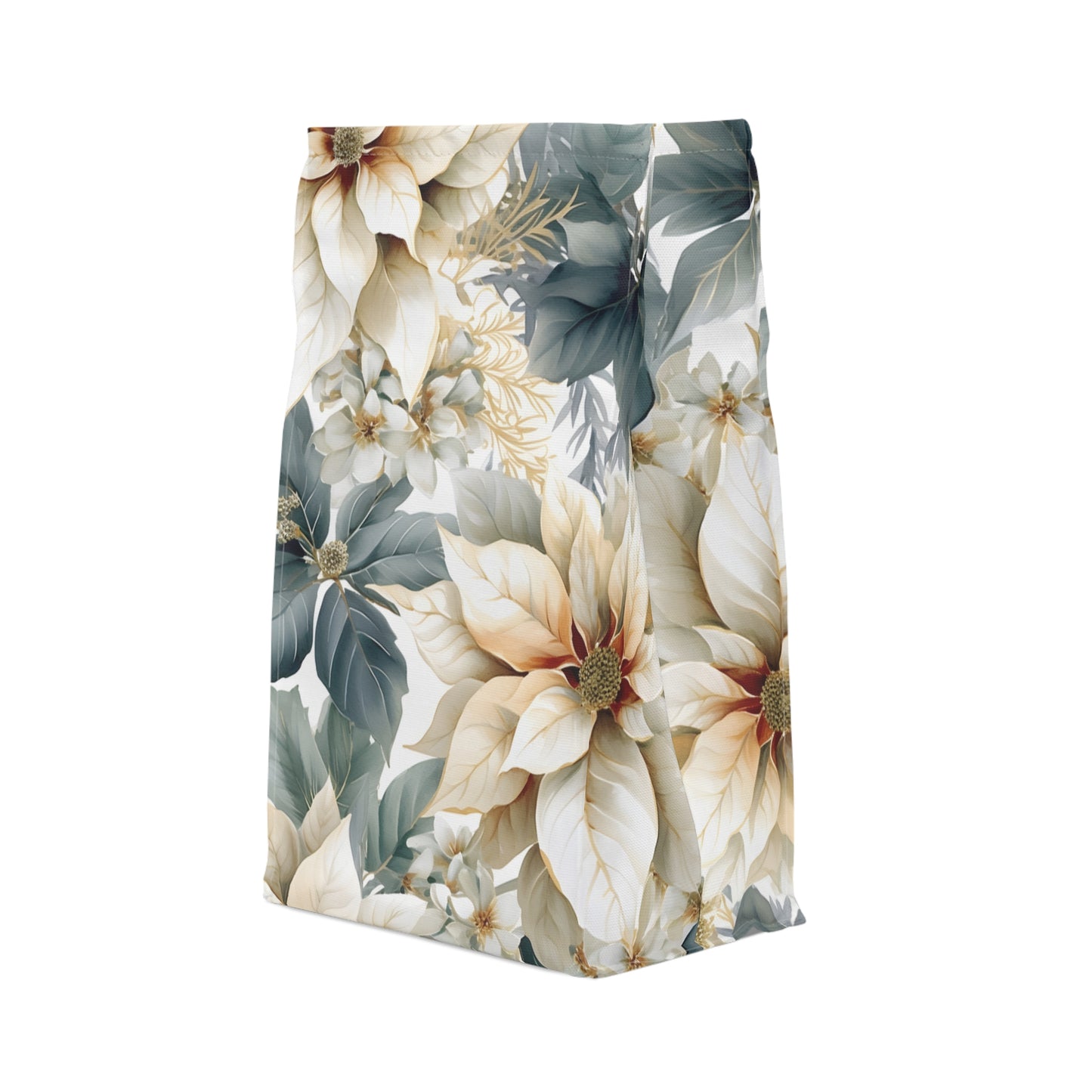 Insulated Lunch Bag Cream Poinsettia Floral Bag