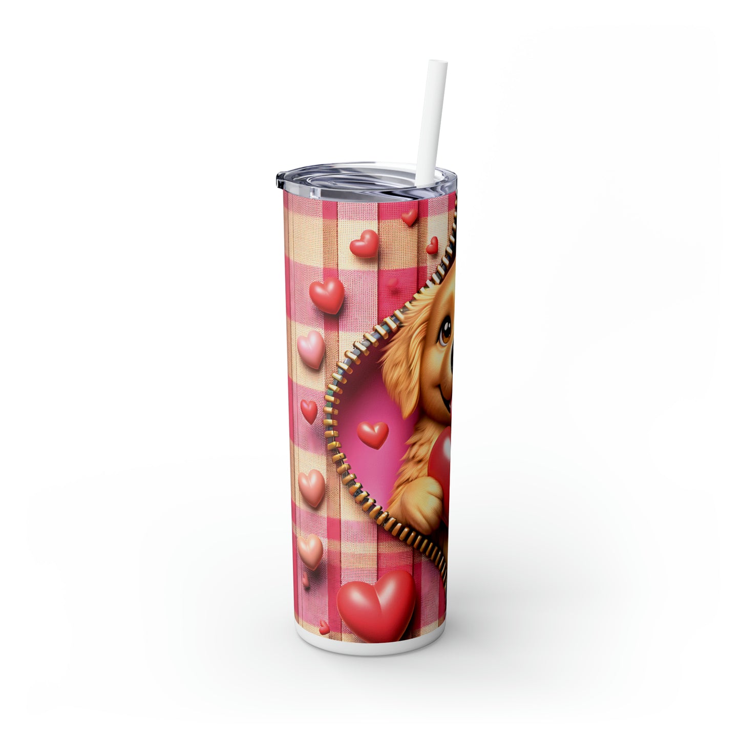 Skinny Tumbler with Straw, 20oz, Dog, Valentines Day, awd-1146