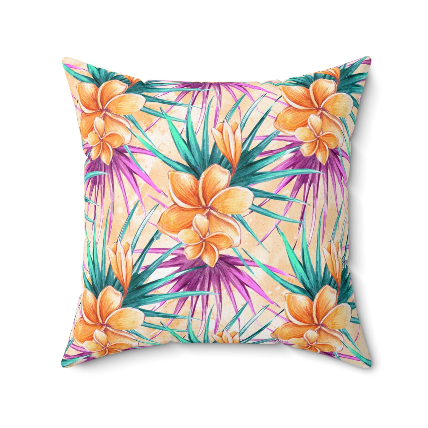 Spun Polyester Square Pillow, Hibiscus Cushion