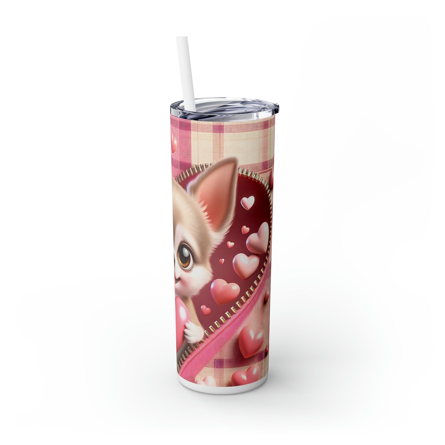 Skinny Tumbler with Straw, 20oz, Dog, Valentines Day, awd-1138