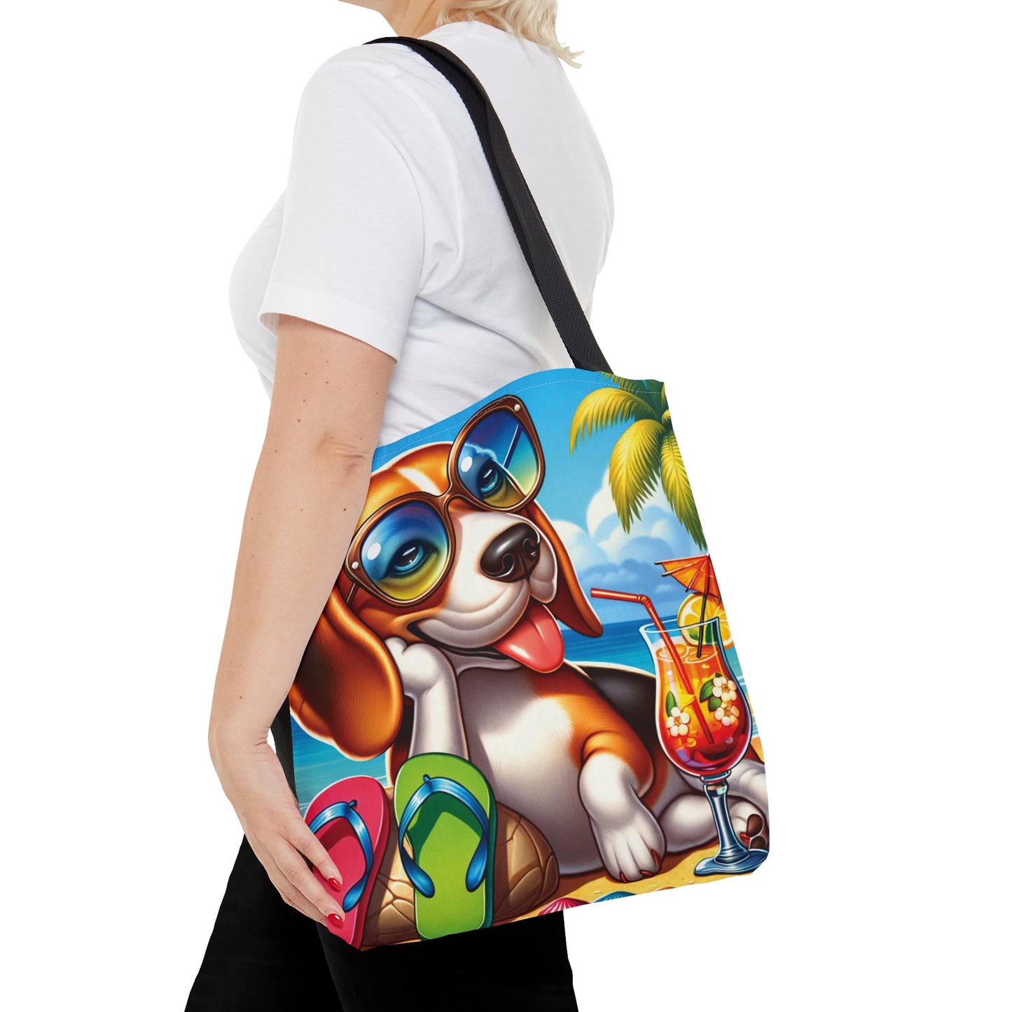 Tote Bag, Dog on Beach, Beagle, Tote bag, awd-1107