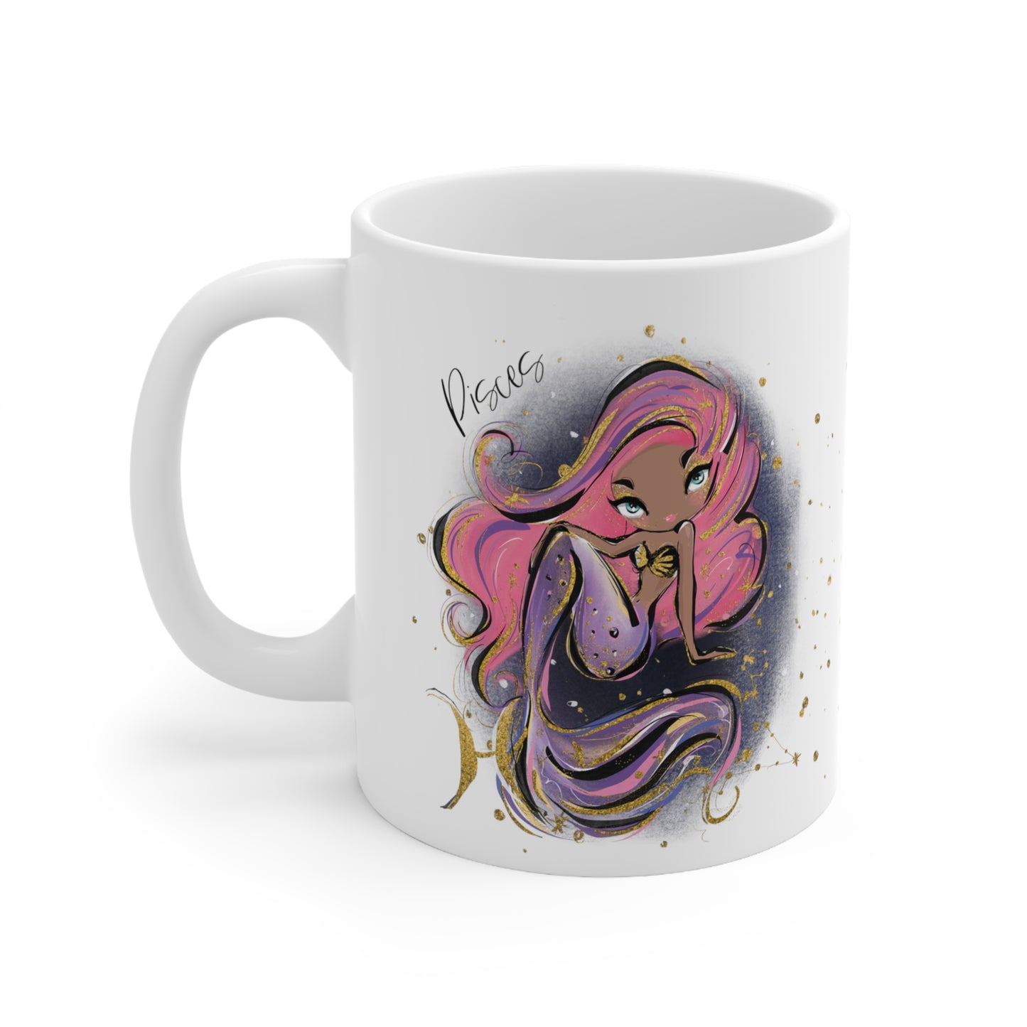 Personalised/Non Personalised Zodiac Sign, Pisces, Ceramic Mug 11oz