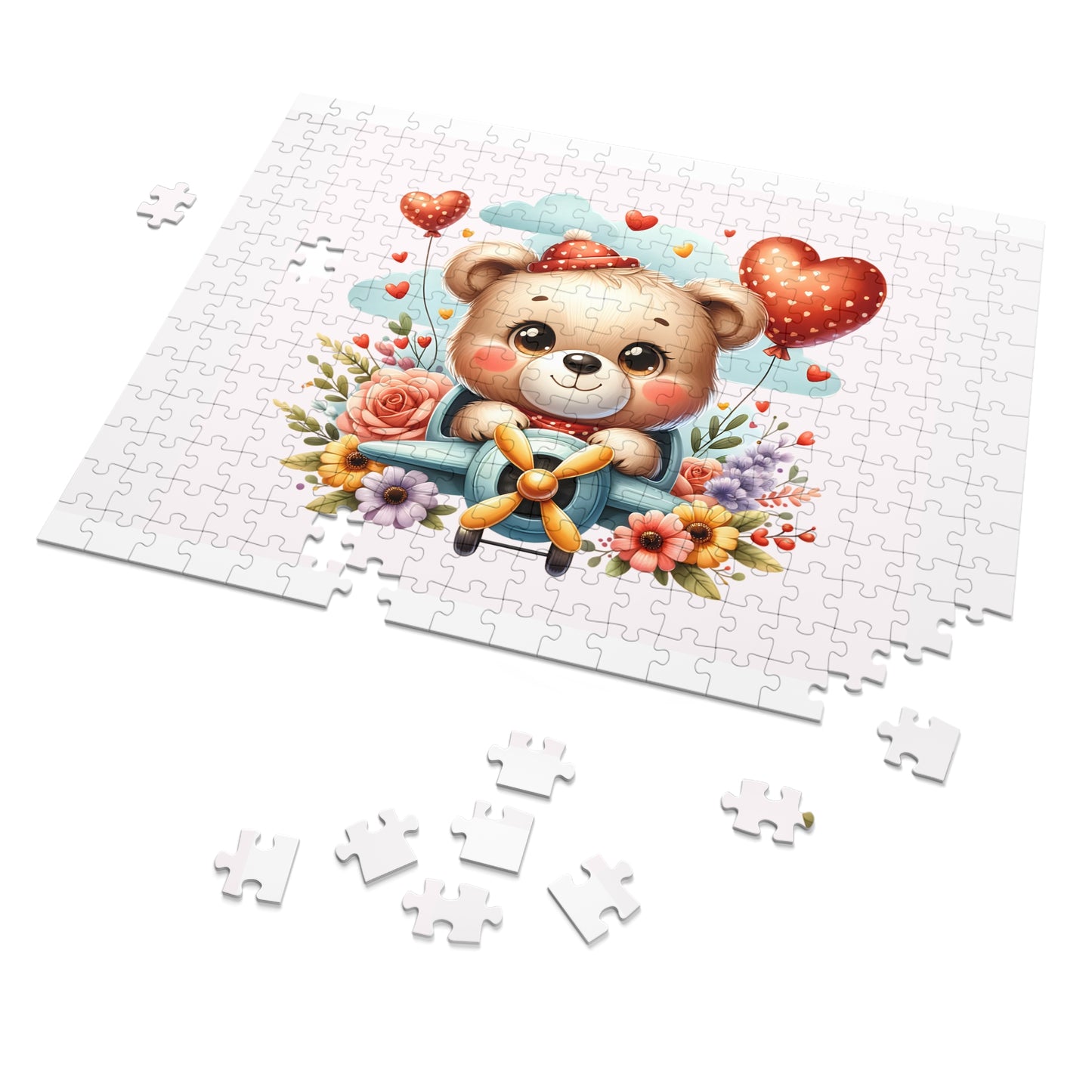 Jigsaw Puzzle in Tin, Bear in Plane, Personalised/Non-Personalised, awd-425 (30, 110, 252, 500,1000-Piece)