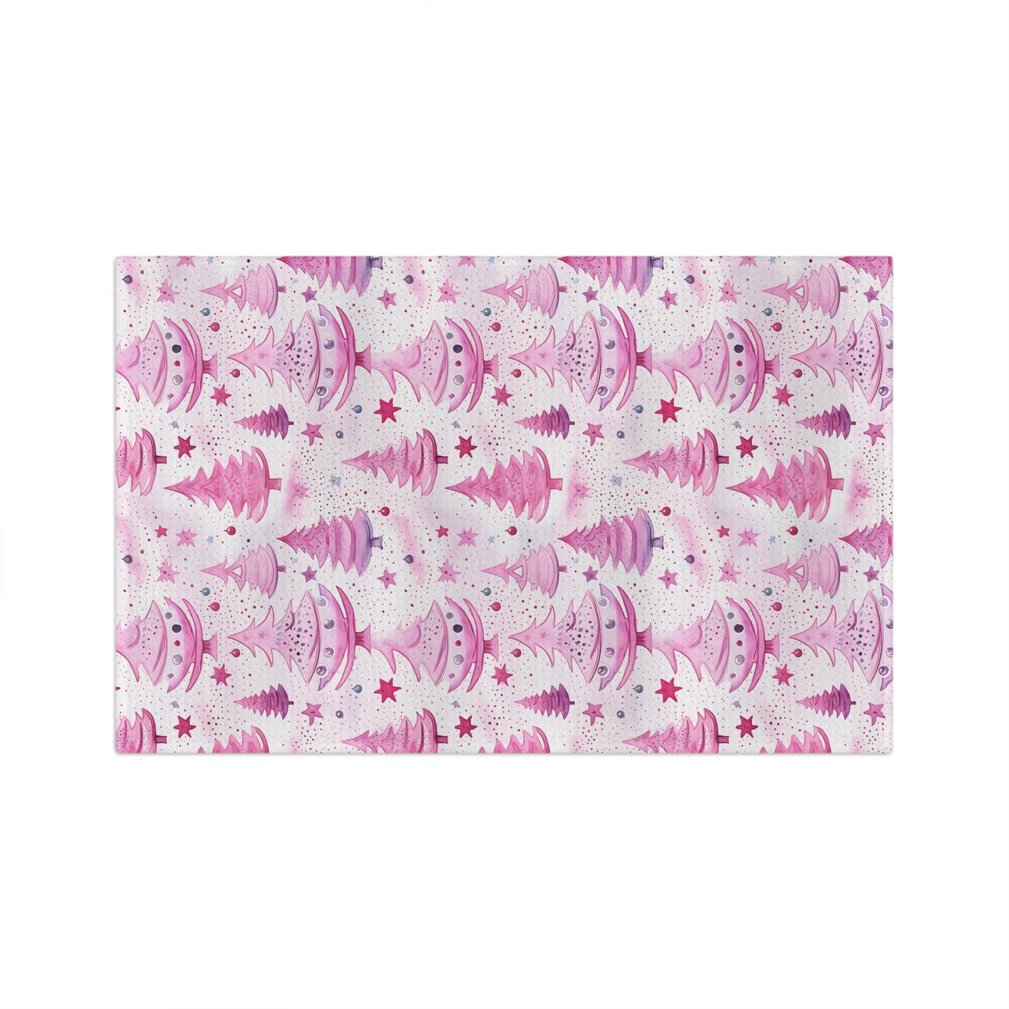 Microfiber Tea Towel, Pink Christmas Trees