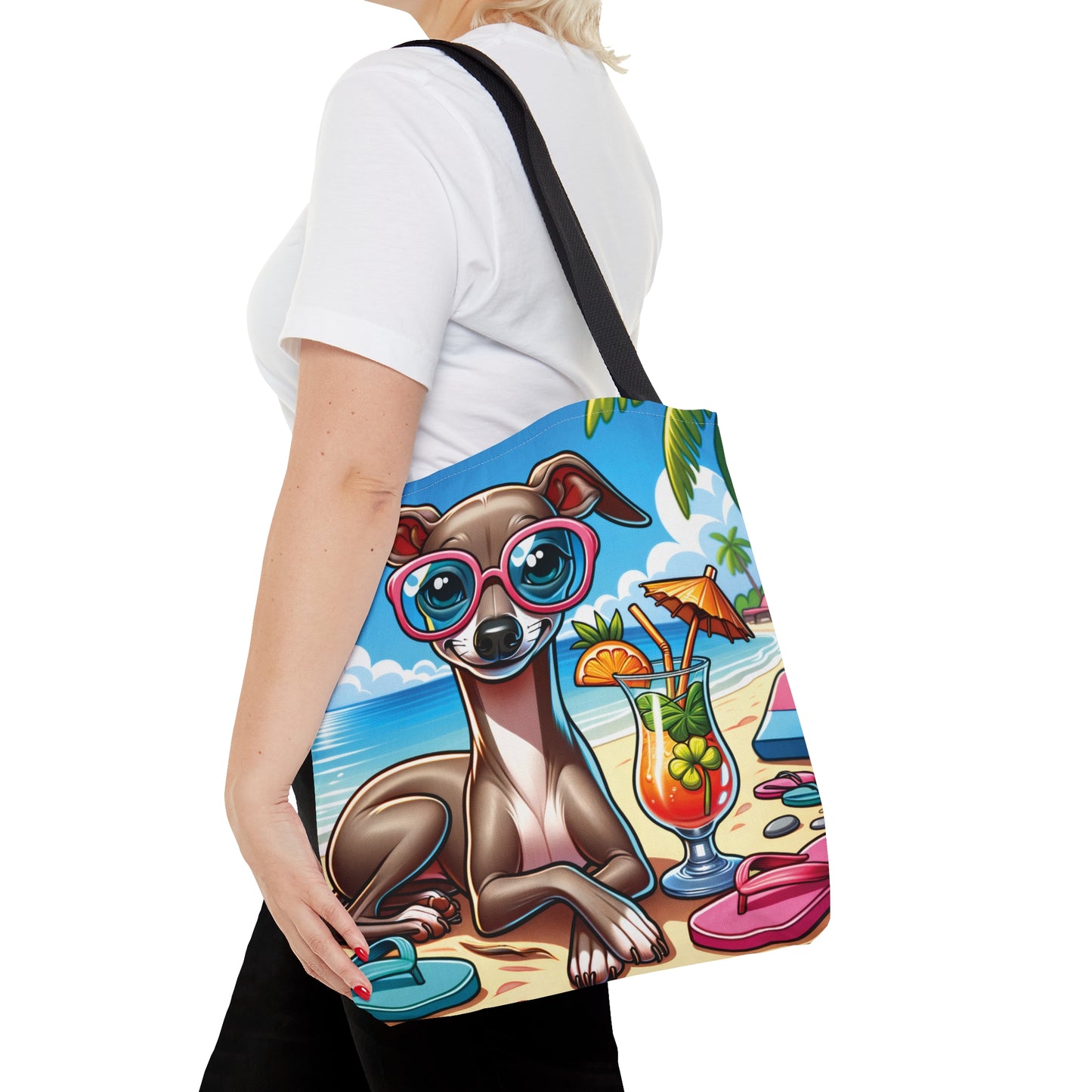 Tote Bag, Dog on Beach, Italian Greyhound, Tote bag,  awd-1218