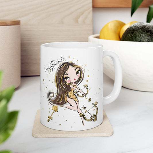 Personalised/Non Personalised Zodiac Sign, Sagittarius, Ceramic Mug 11oz