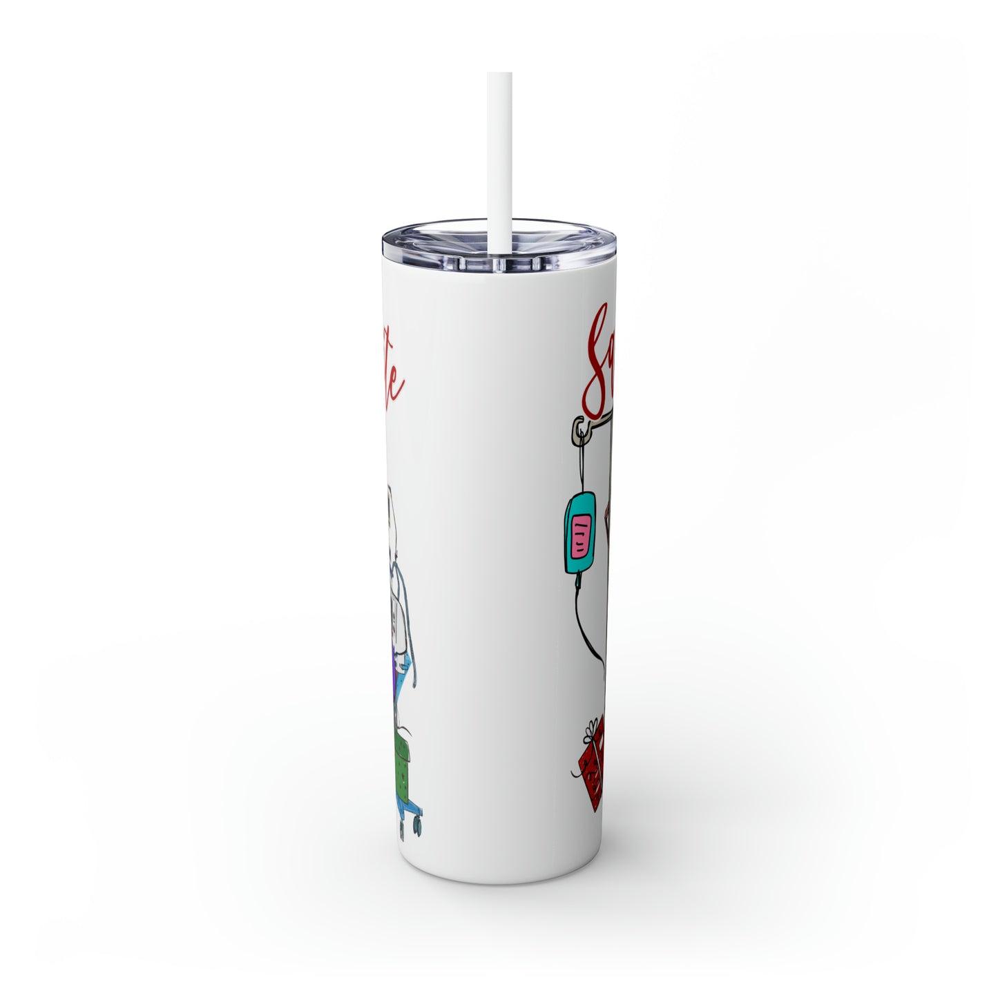 Skinny Tumbler with Straw, 20oz,  Santa's Favorite PICU