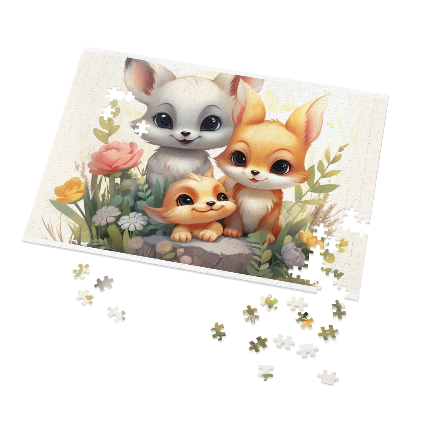 Jigsaw Puzzle, Fox Family, Personalised/Non-Personalised (30, 110, 252, 500,1000-Piece)