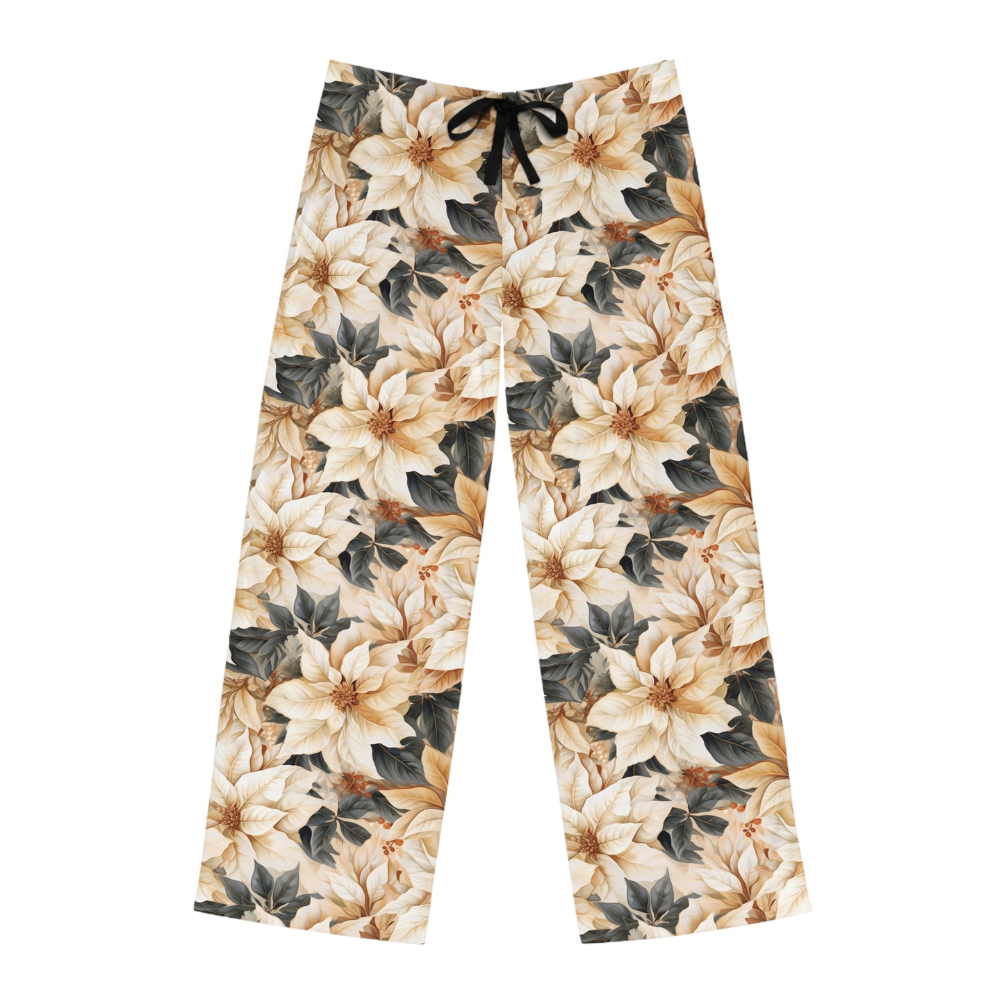 Men's Pajama Pants, cream poinsettia