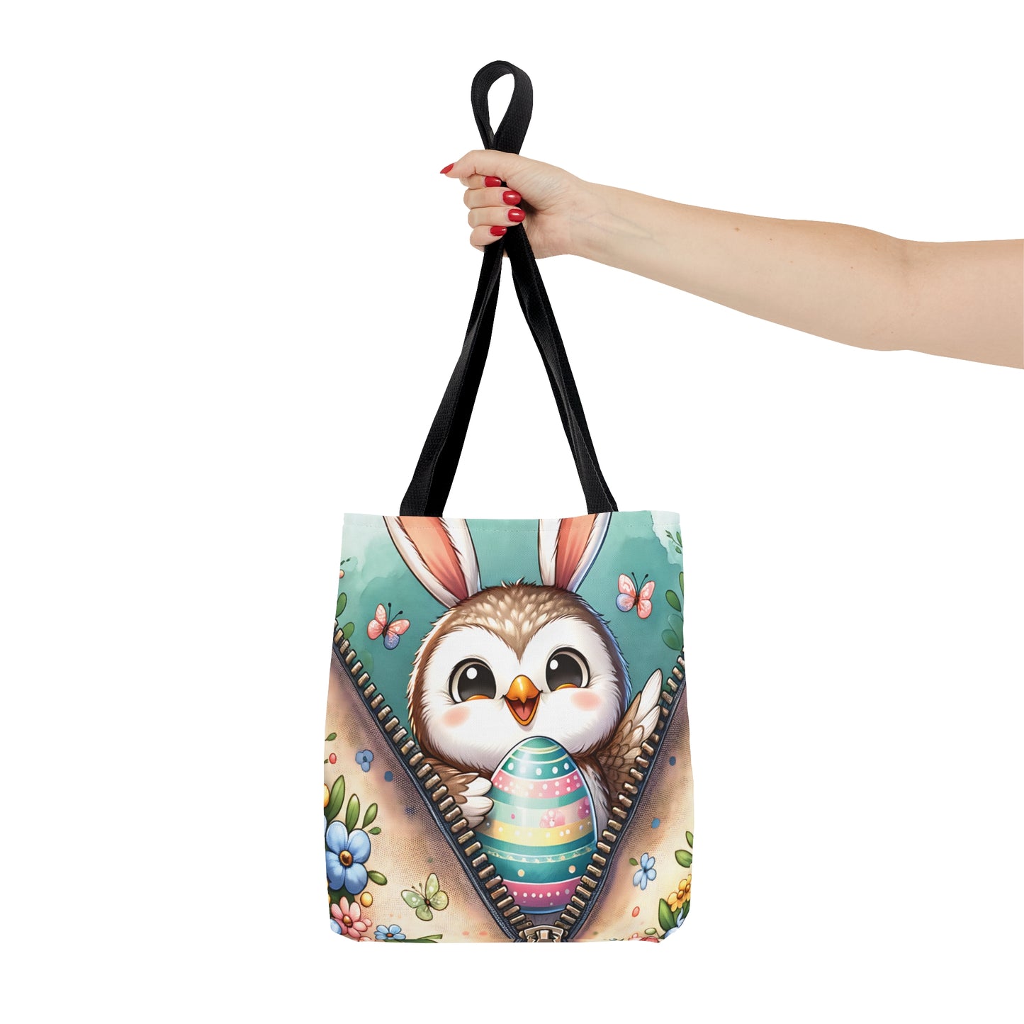 Tote Bag, Easter, Cute Owl with Bunny Ears, Personalised/Non-Personalised Tote bag