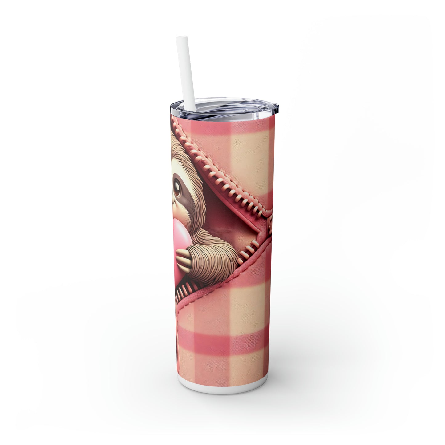 Skinny Tumbler with Straw, 20oz, Sloth, Valentines Day