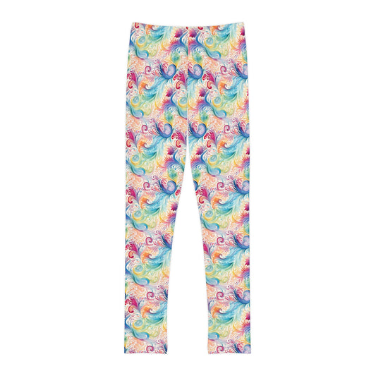 Full-Length Leggings Rainbow Paisley Design - Kids Leggings