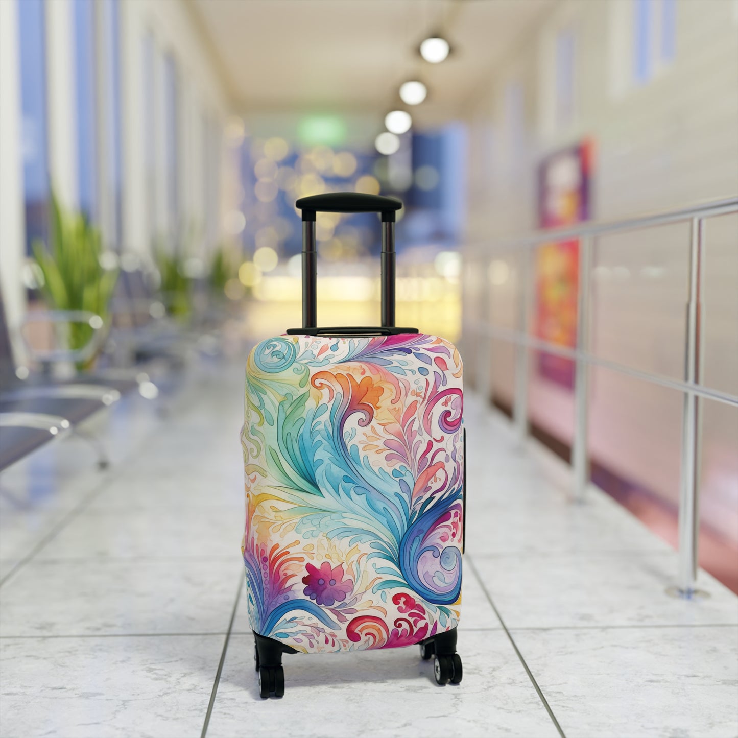 Luggage Cover, Rainbow Pastel Paisley