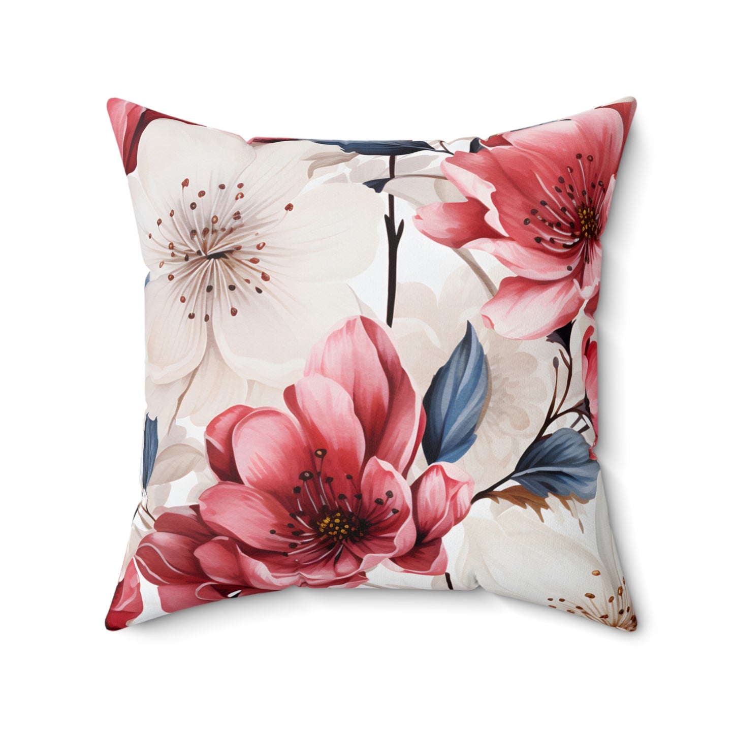 Spun Polyester Square Pillow, Floral Cushion