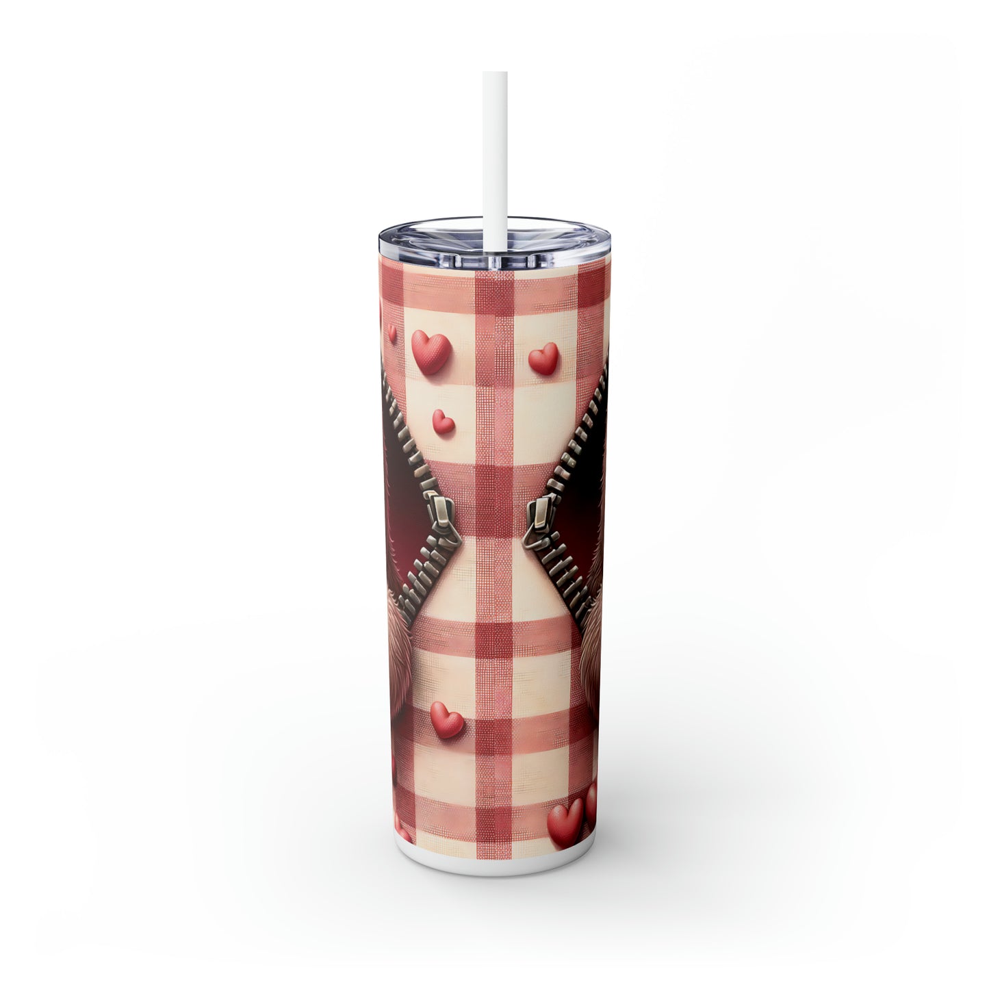 Skinny Tumbler with Straw, 20oz, Sloth, Valentines Day