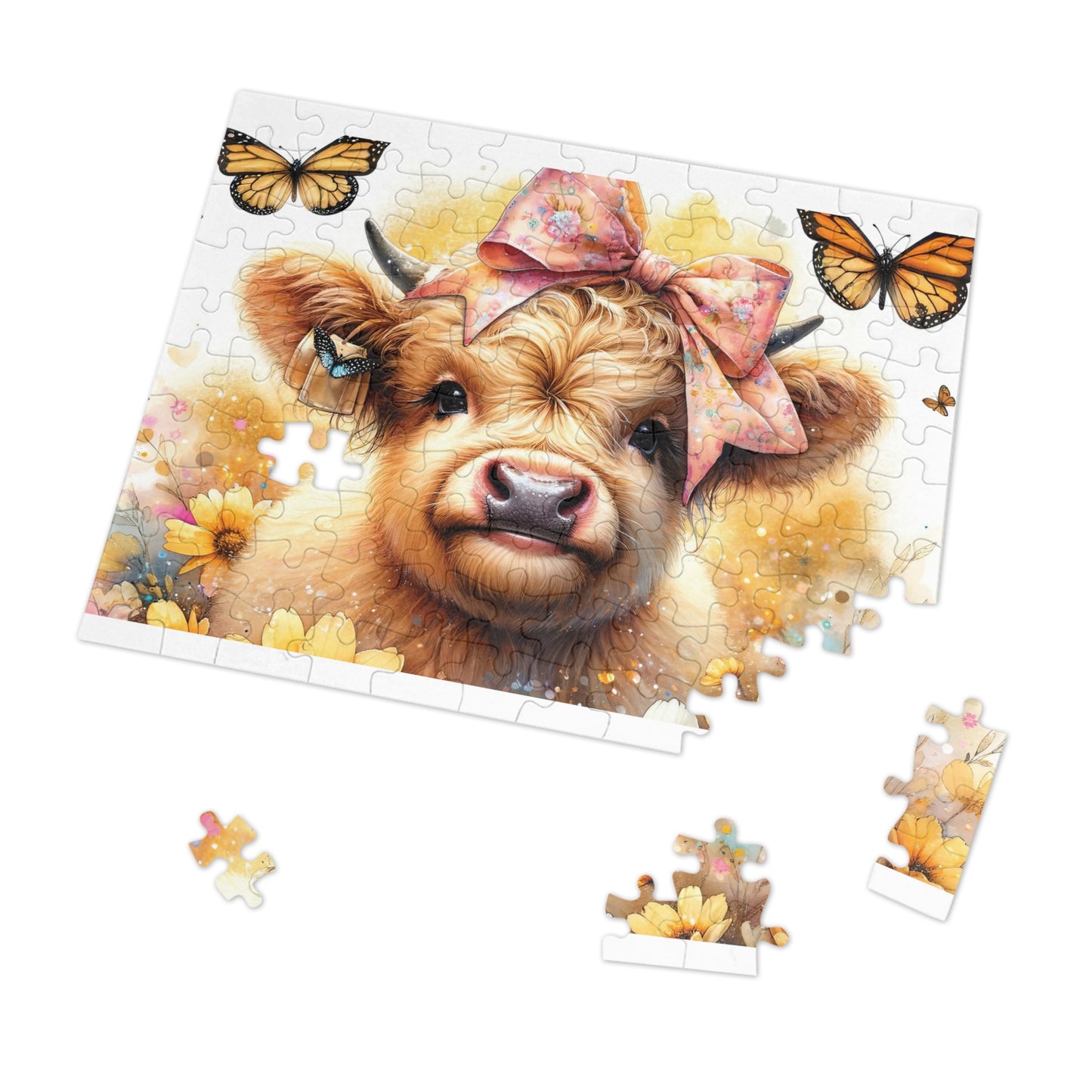 Jigsaw Puzzle, Highland Cow, Personalised/Non-Personalised (30, 110, 252, 500,1000-Piece)