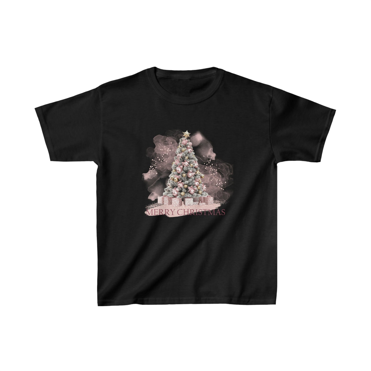 Kids Heavy Cotton™ Tee, Pink Christmas Tree, Christmas TShirt