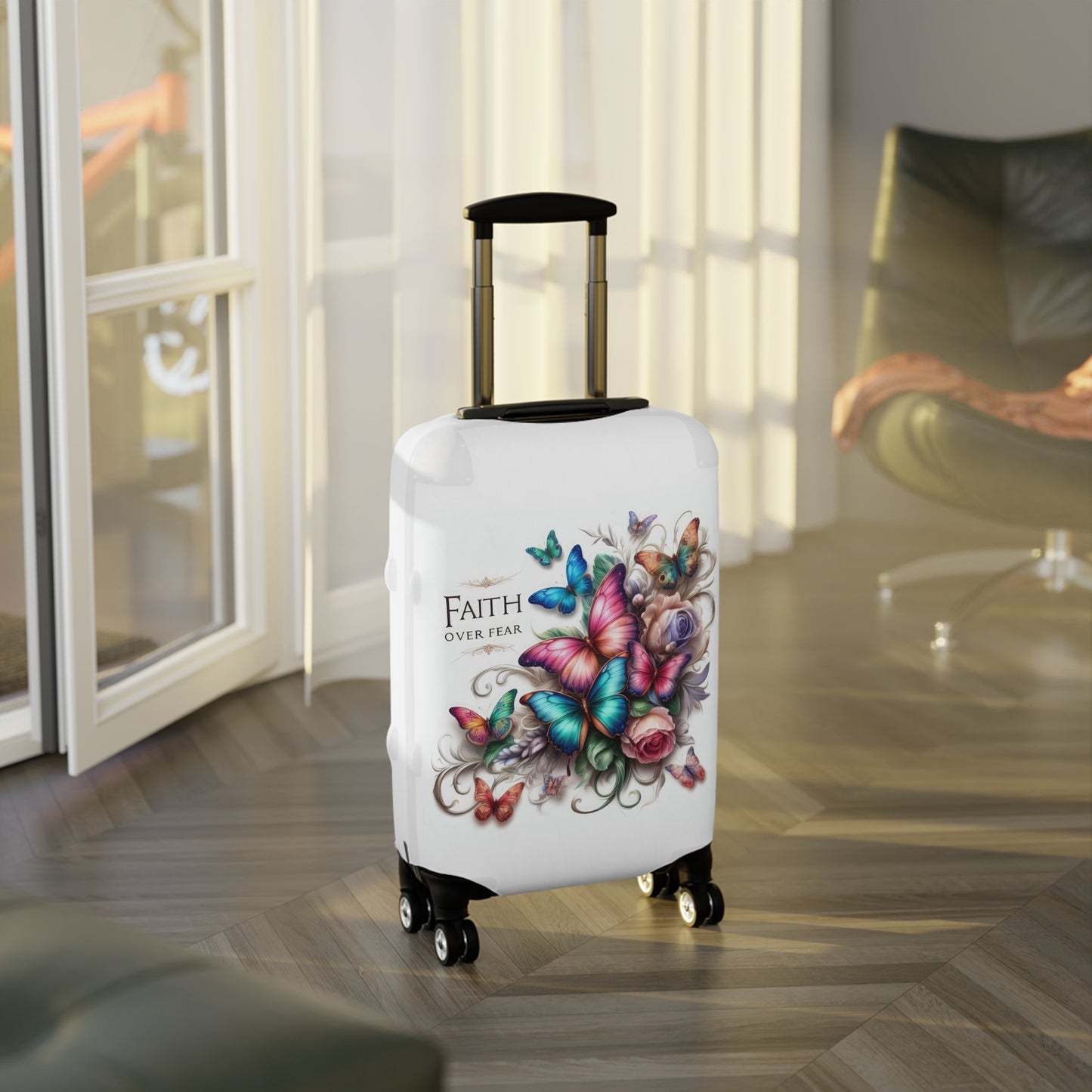 Luggage Cover, Butterflies, Faith over Fear , awd-4031