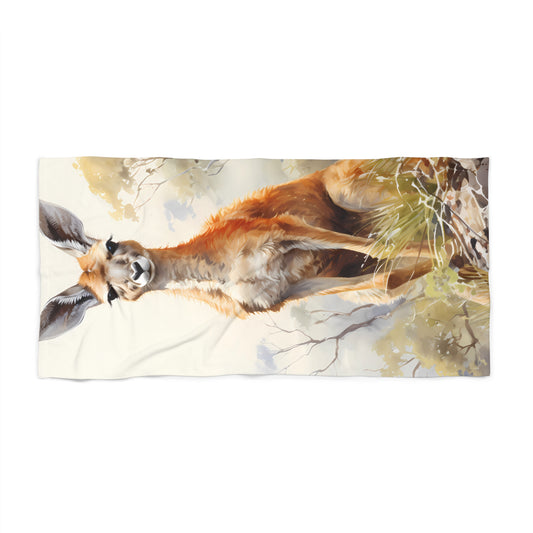 Kangaroo Beach Towel, Summer Towel, Poolside Essential, Animal Print Towel, Travel Accessory, Perfect Gift for Beach Lovers AWD08