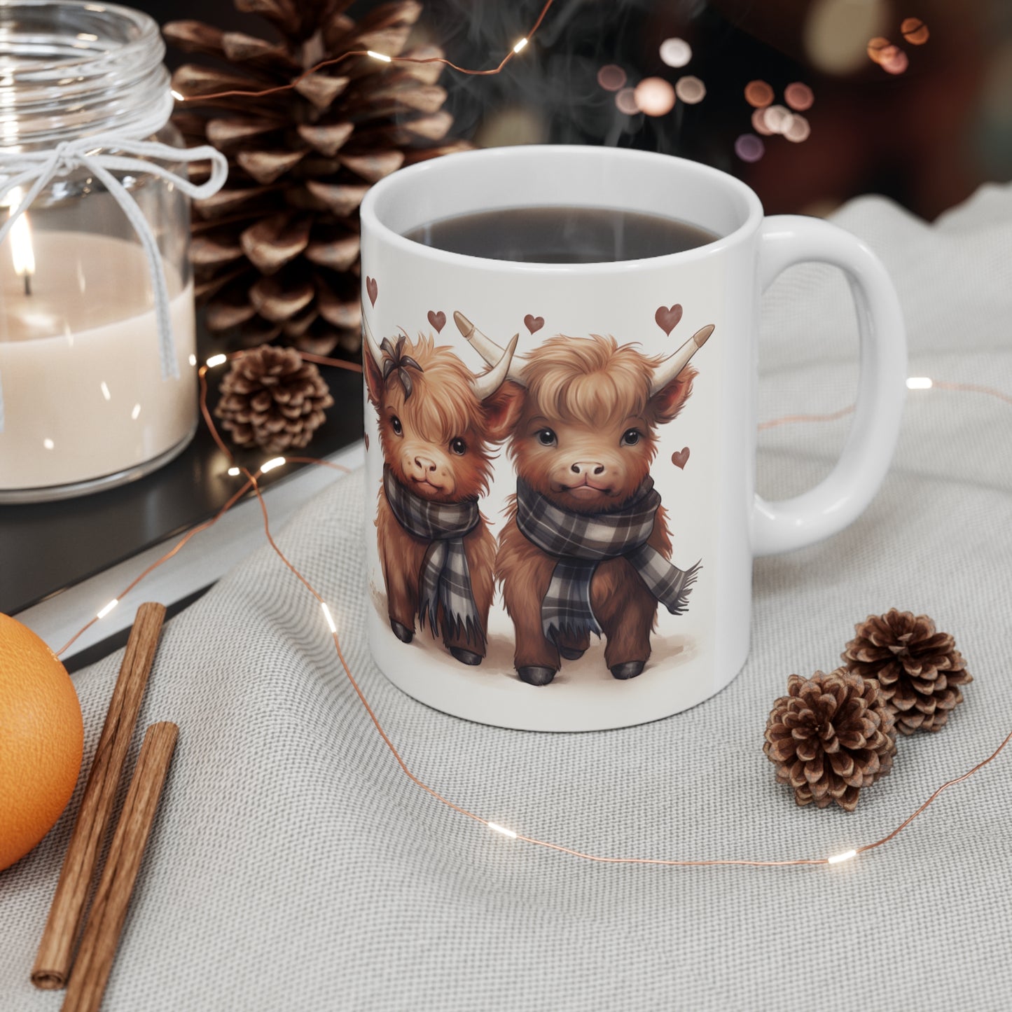 Personalised/Non Personalised Highland Cow, Ceramic Mug 11oz, Highland Cow Mug