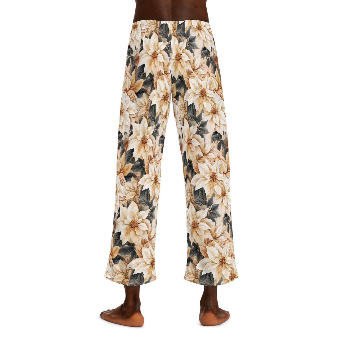 Men's Pajama Pants, cream poinsettia