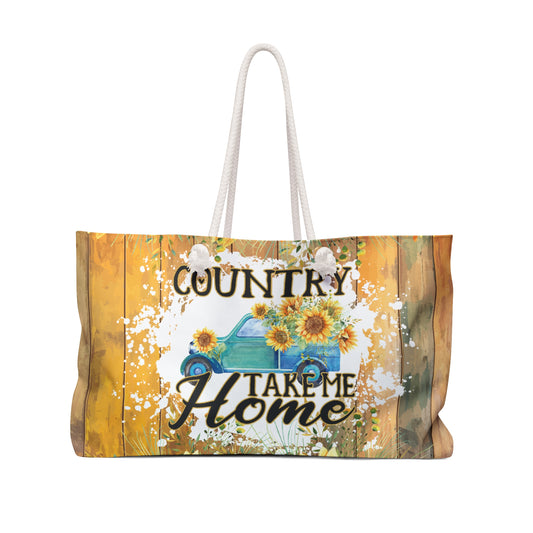 Personalised/Non-Personalised Weekender Bag, Sunflowers, Country Take me Home, Large Weekender Bag, Beach Bag, Book Bag