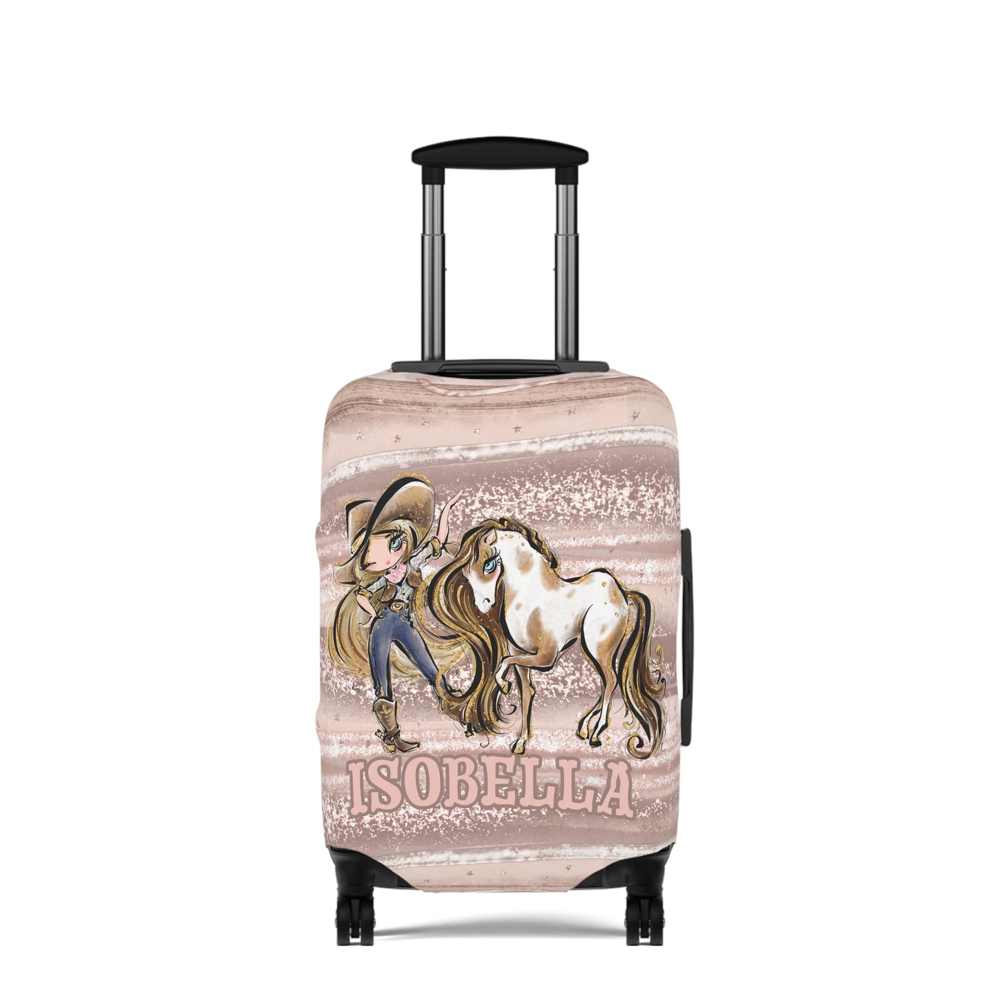 Luggage Cover, Howdy Cowgirl and Horse, Blonde Hair Blue Eyes