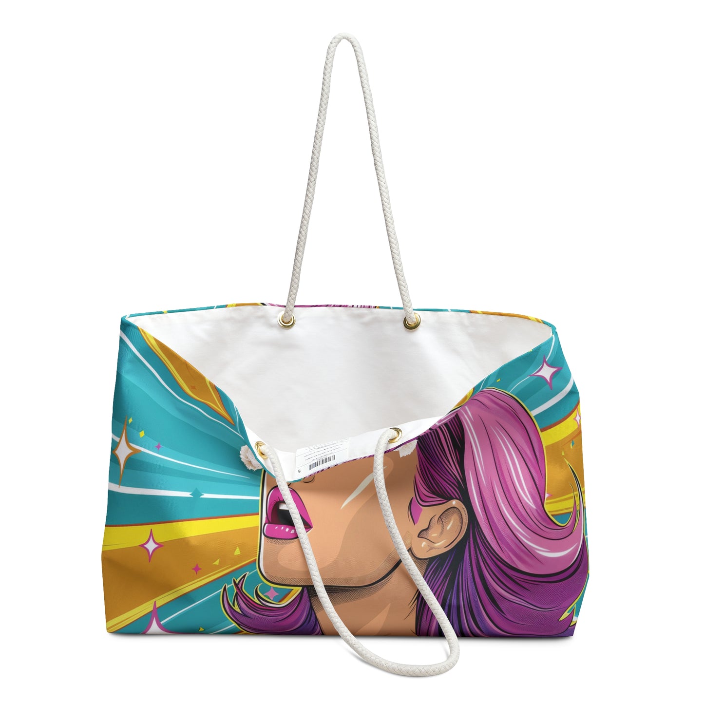 Personalised/Non-Personalised Weekender Bag, Pop Art, Large Weekender Bag, Beach Bag, Book Bag