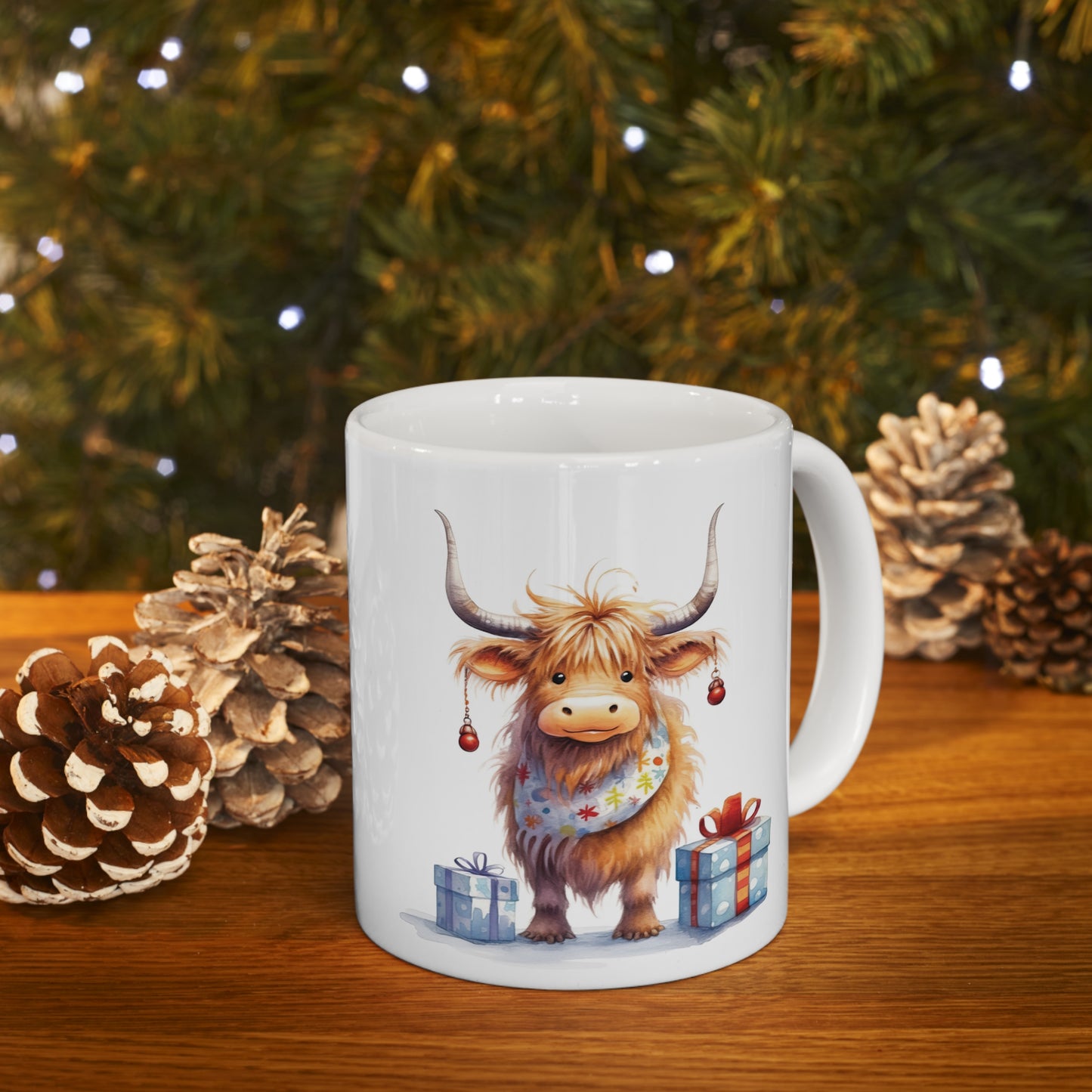 Personalised/Non Personalised Highland Cow, Ceramic Mug 11oz, Highland Cow Mug