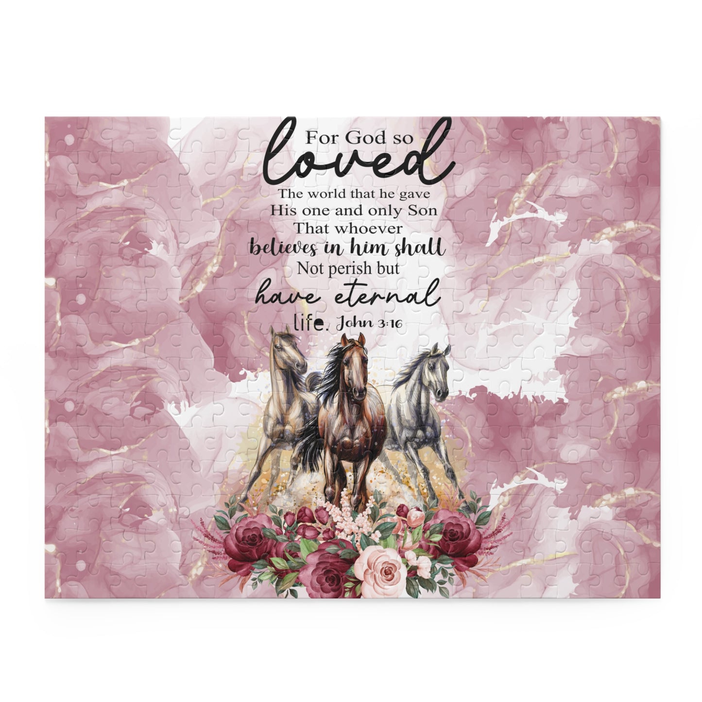 Personalised/Non-Personalised Puzzle, Horses, Bible Quote (120, 252, 500-Piece)